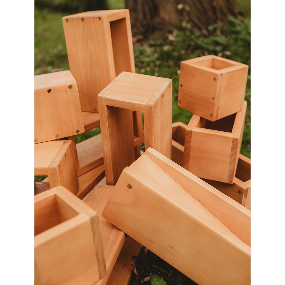 Outdoor Wooden Hollow Blocks | 24-Piece Eucalyptus Building Set - Image 6