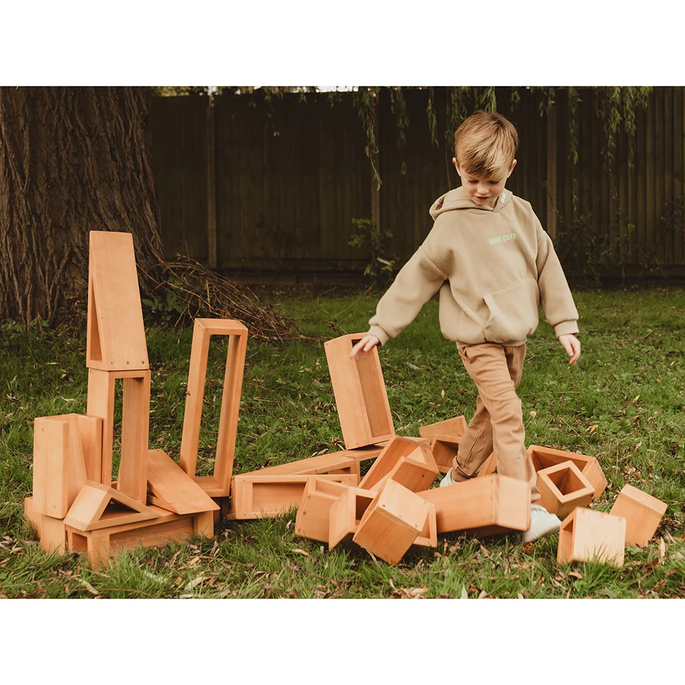 Outdoor Wooden Hollow Blocks | 24-Piece Eucalyptus Building Set - Image 7