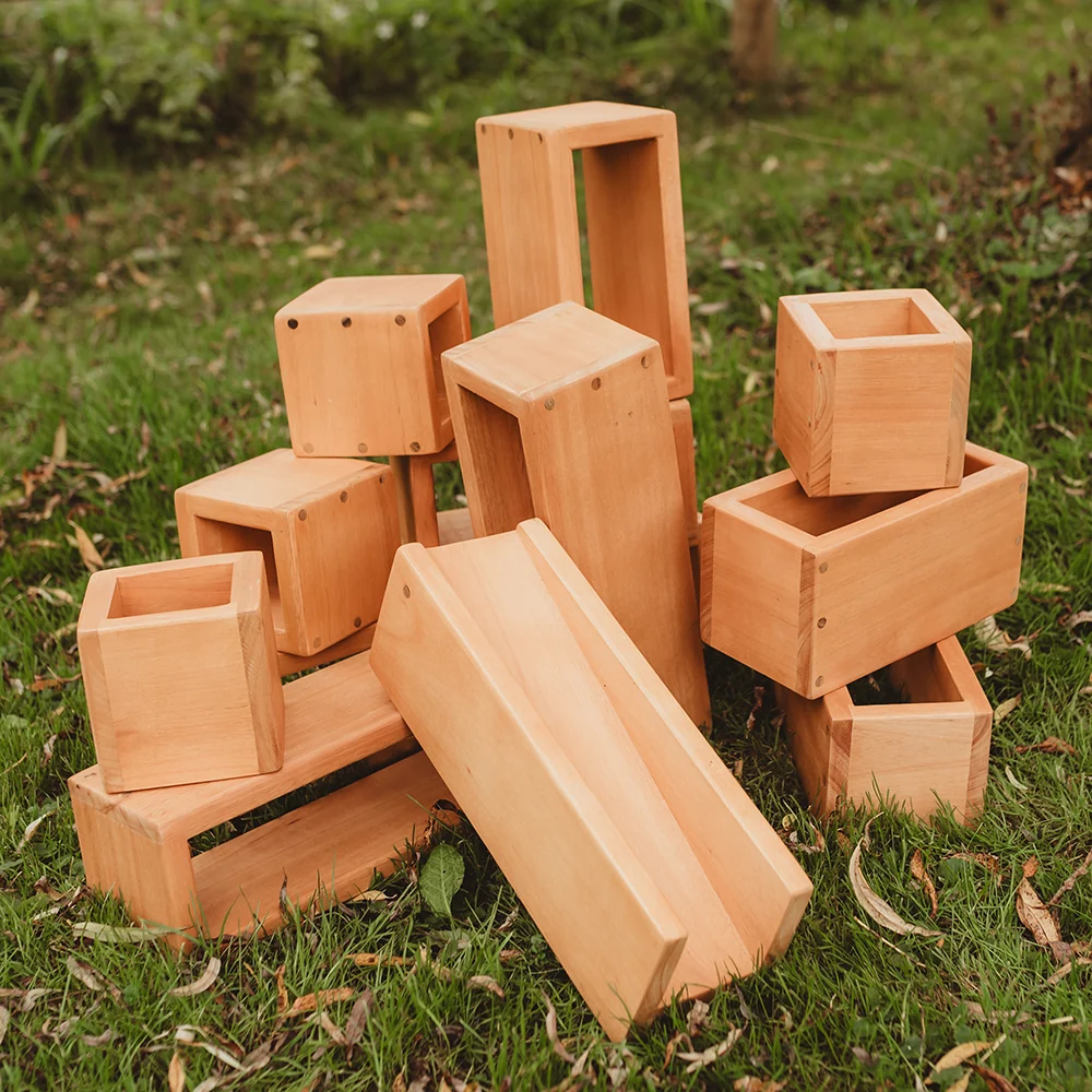Outdoor Wooden Hollow Blocks | 24-Piece Eucalyptus Building Set - Image 8