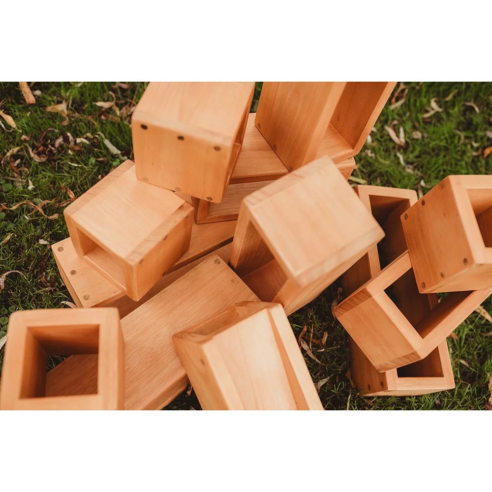 Outdoor Wooden Hollow Blocks | 24-Piece Eucalyptus Building Set - Image 9