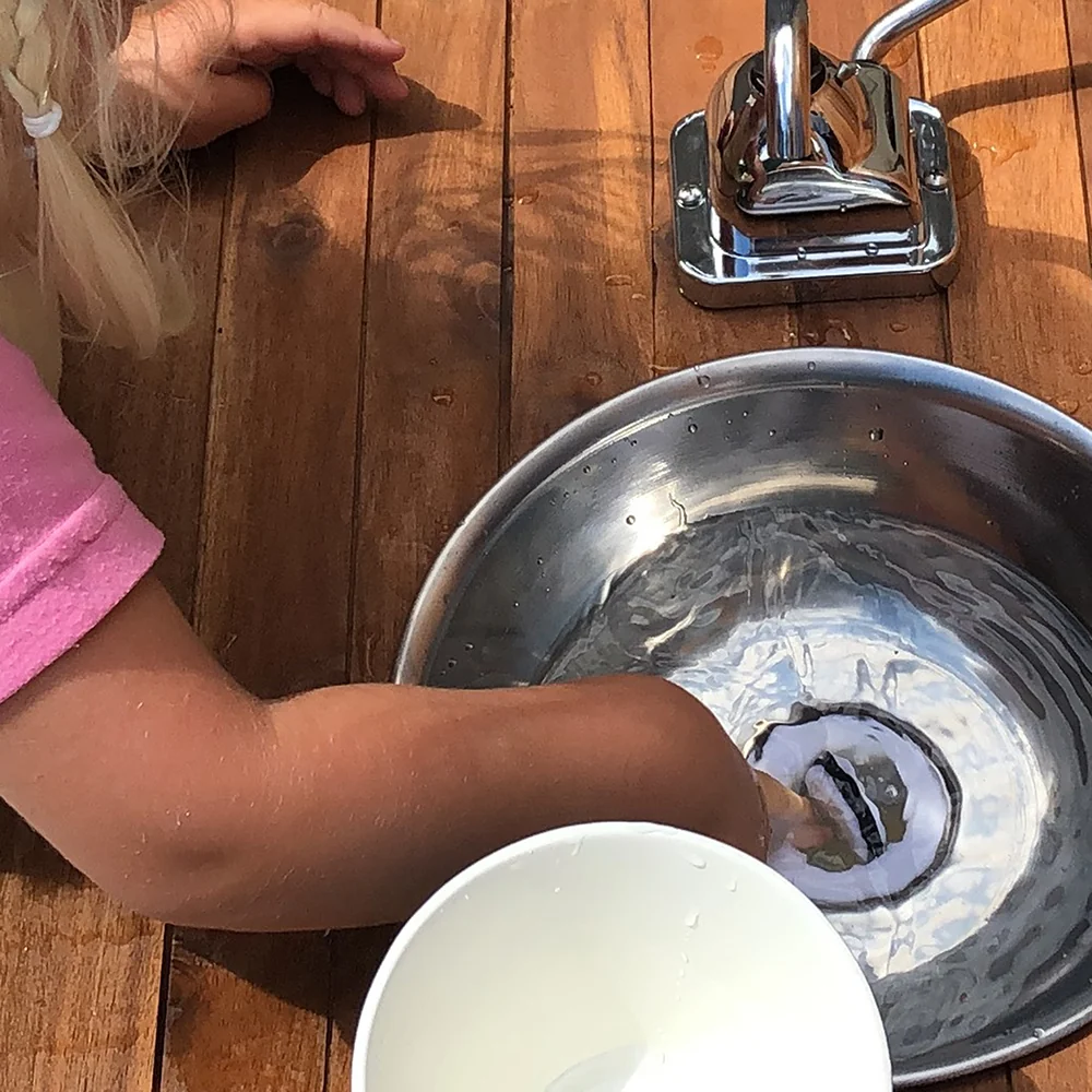 Outdoor Wooden Mud Kitchen with Double Sinks & Pumps | Eucalyptus Sensory Play Station - Image 5
