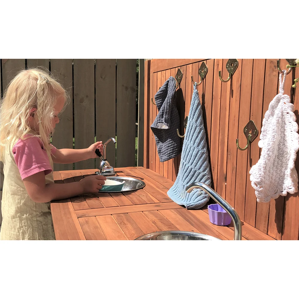 Outdoor Wooden Mud Kitchen with Double Sinks & Pumps | Eucalyptus Sensory Play Station - Image 6