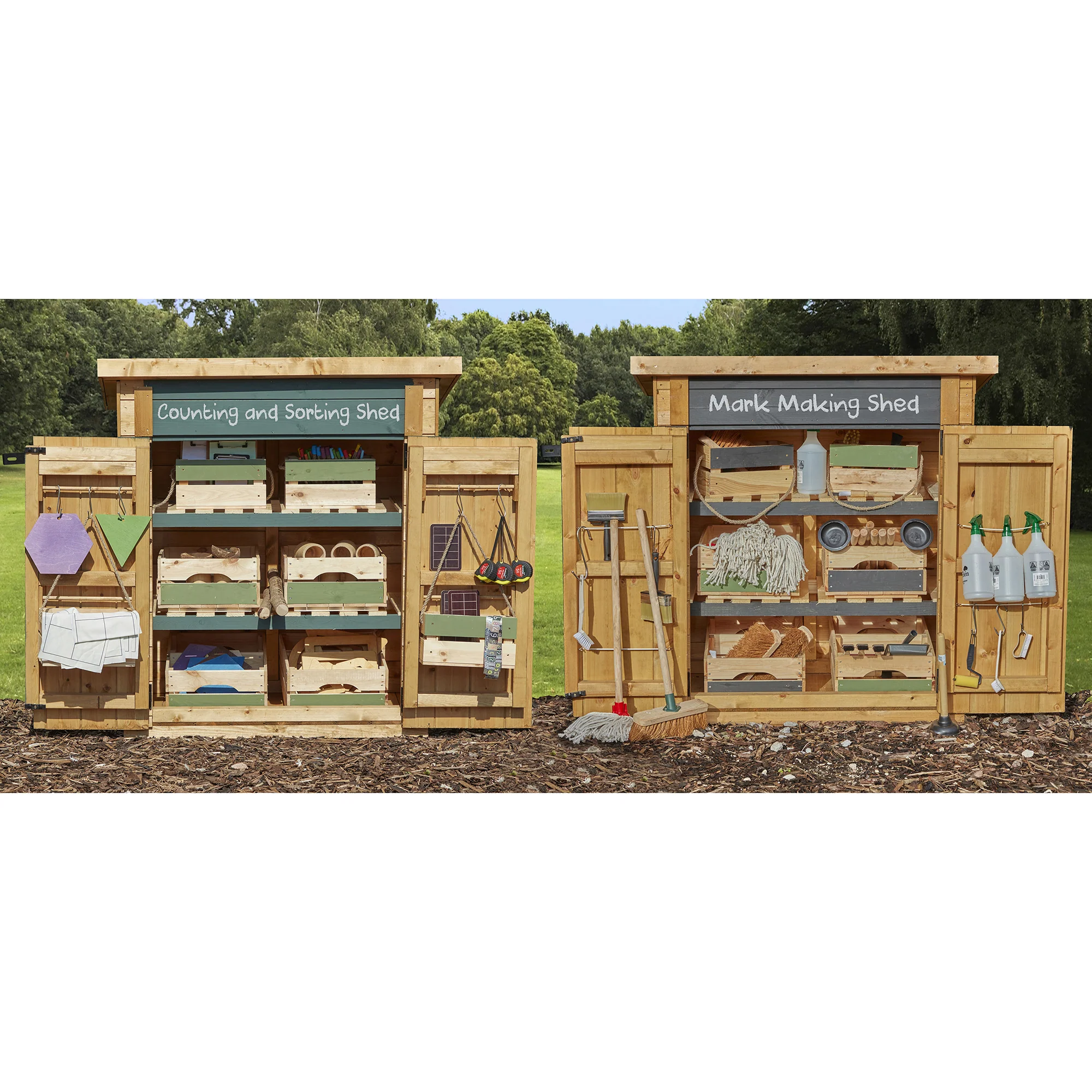 Toddler Outdoor Storage Shed | Child-Sized Wooden Learning & Math Materials Organizer - Image 7