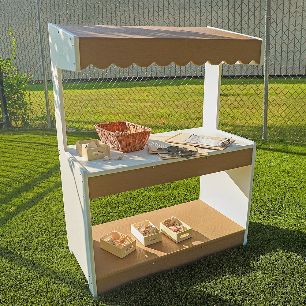 outdoorED™ Market Stand | Weather-Resistant Outdoor Pretend Play Stand with Awning & Storage Shelf - Image 3