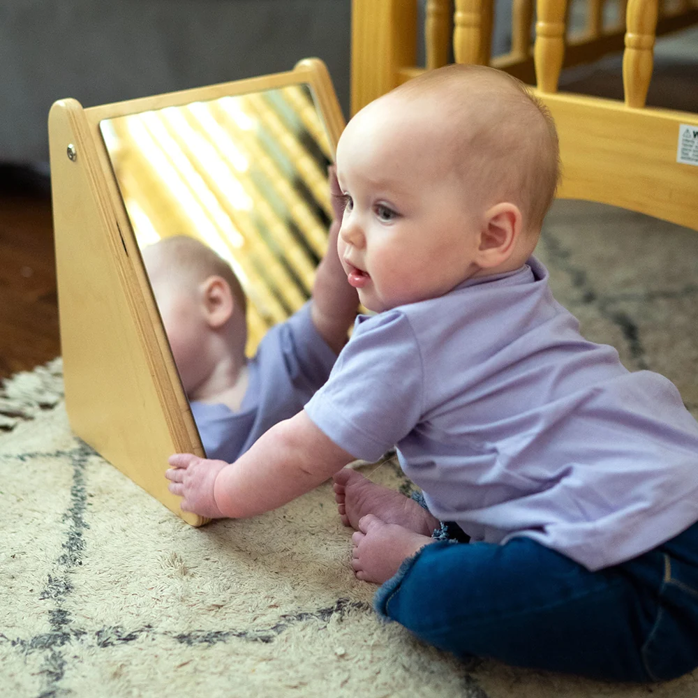 Peek-A-Boo Angled Mirror with Eco-Friendly Wooden Stand - Image 6