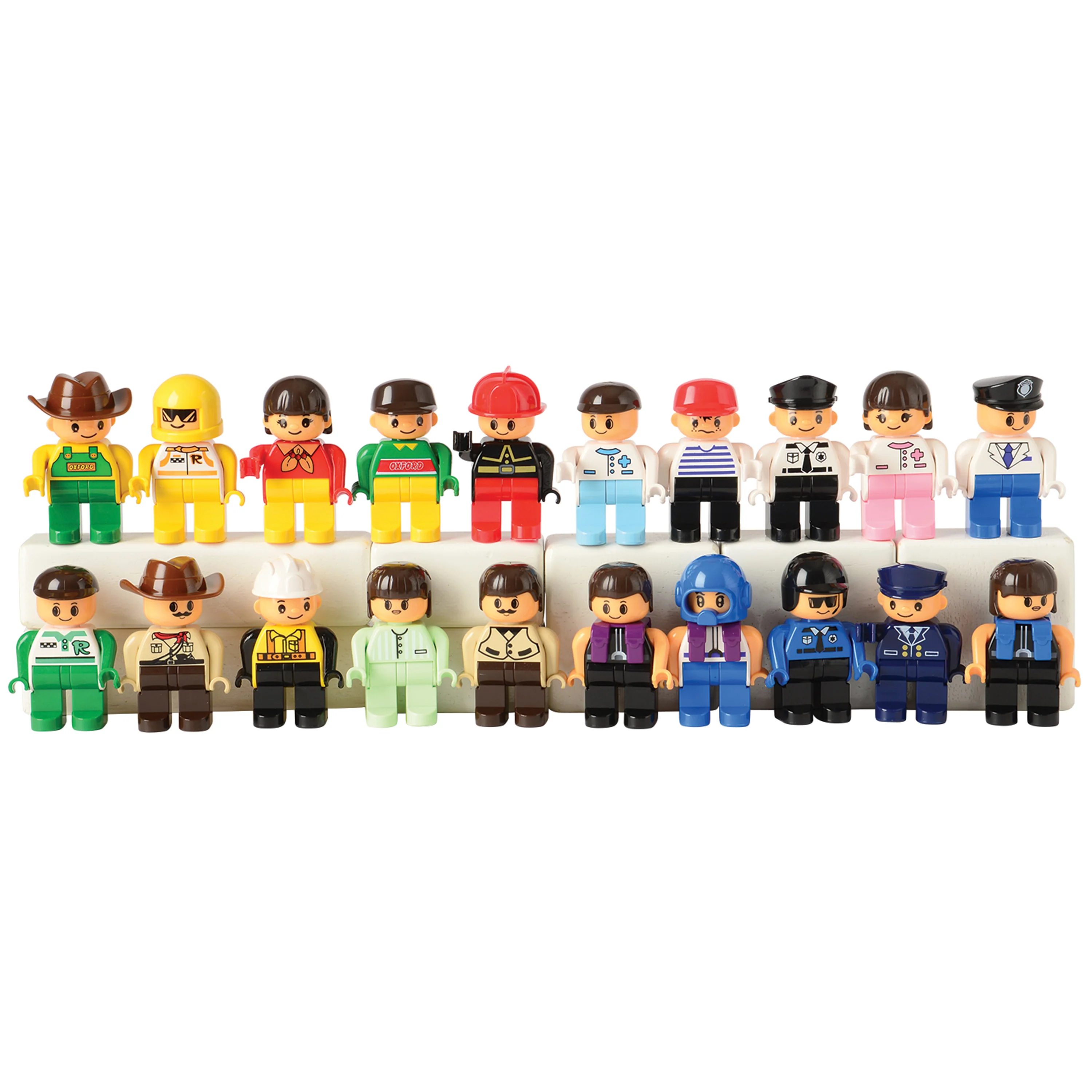 People Figurines for Preschool Building Bricks | 20-Piece Posable Community Helper Set