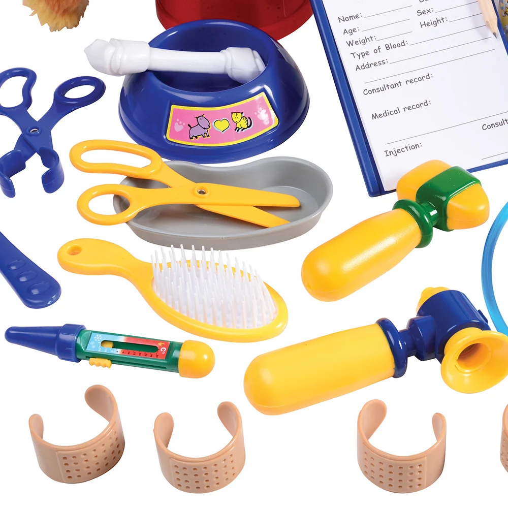 Play Vet Combo Set | 31-Piece Kids Veterinary Pretend Play Kit with Plush Dog, Cat, Pet Scale & Vet Coat - Image 6