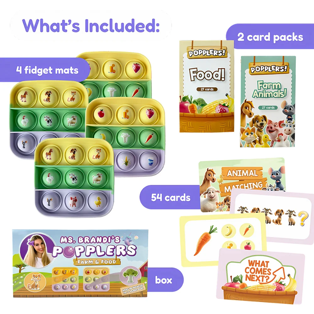 Ms. Brandi’s Popplers Matching Game | First Words Fidget Fun 54-Piece Set - Image 5