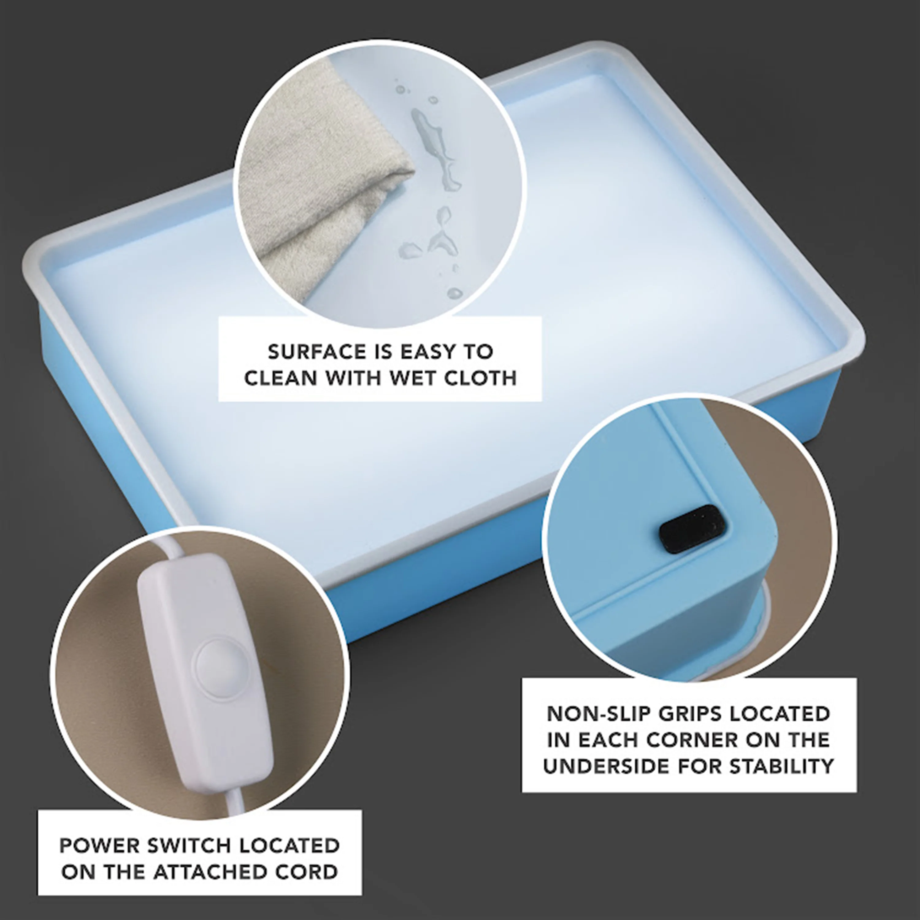 Portable Light Up Sand Table | Illuminated Sensory Play Tray with Included Sand, Tools & USB Charger - Image 8