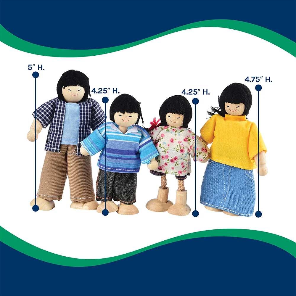 Bendable Wooden Dolls - Asian Family | 4 Piece Set - Image 3