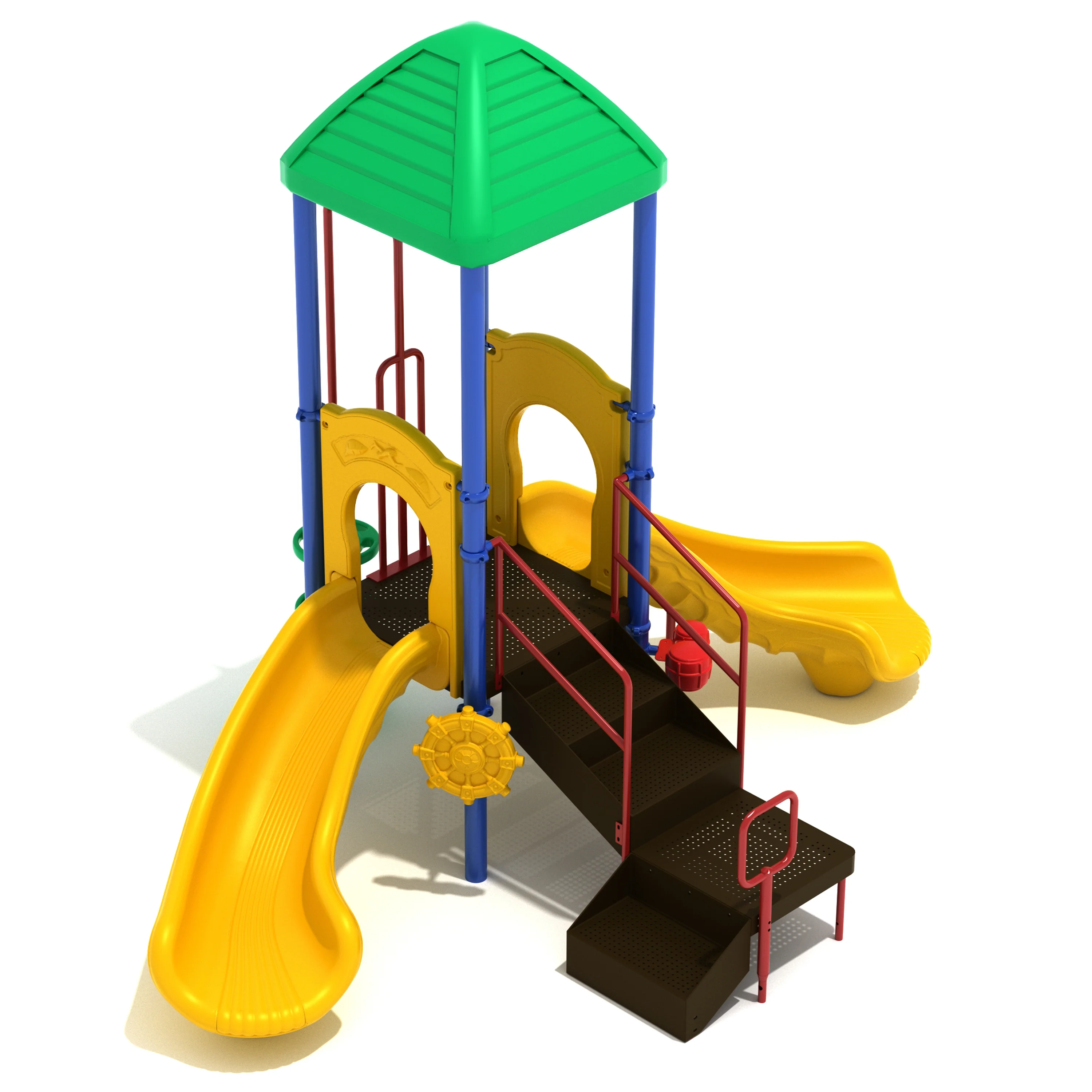 Powells Bay Dual Slide Playground Set | ADA-Compliant Outdoor Play Structure with Climber, Ship’s Wheel & Shade Roof for Ages 2–12 - Image 4