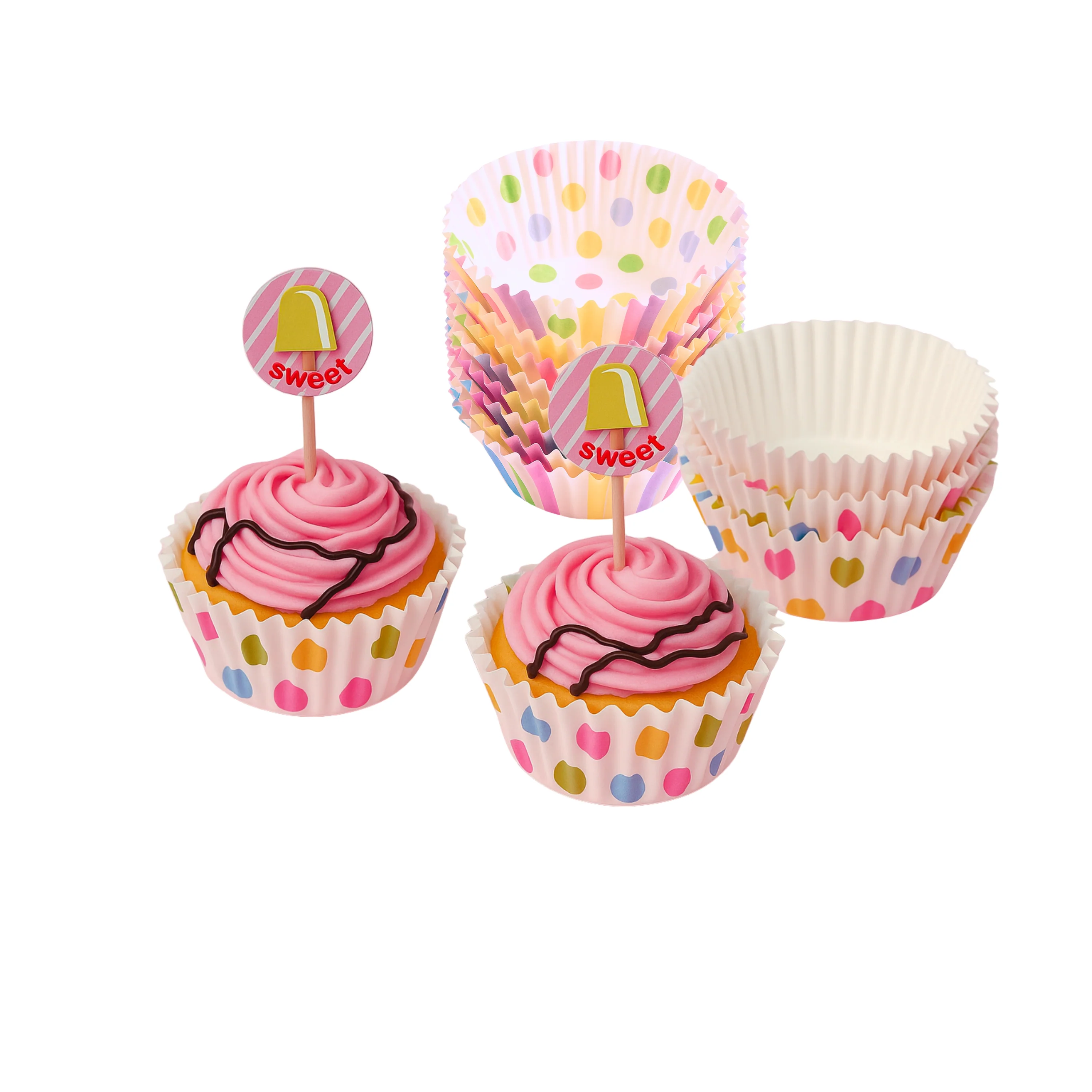 Pretend Baking & Craft Cupcake Liner & Pick Set – 24 Pack - Image 3