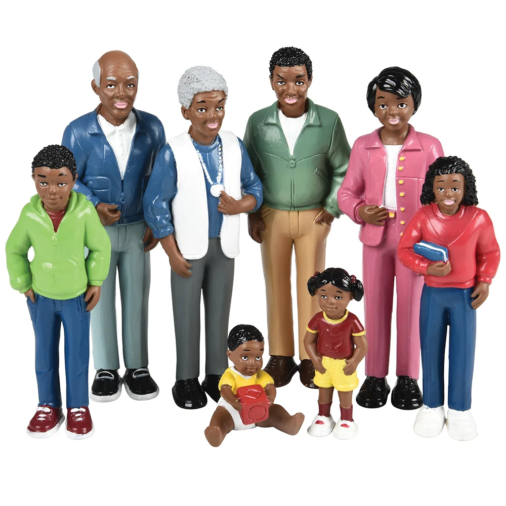 African American Pretend Play Vinyl Family Figurines | 8 Piece Set - Image 2
