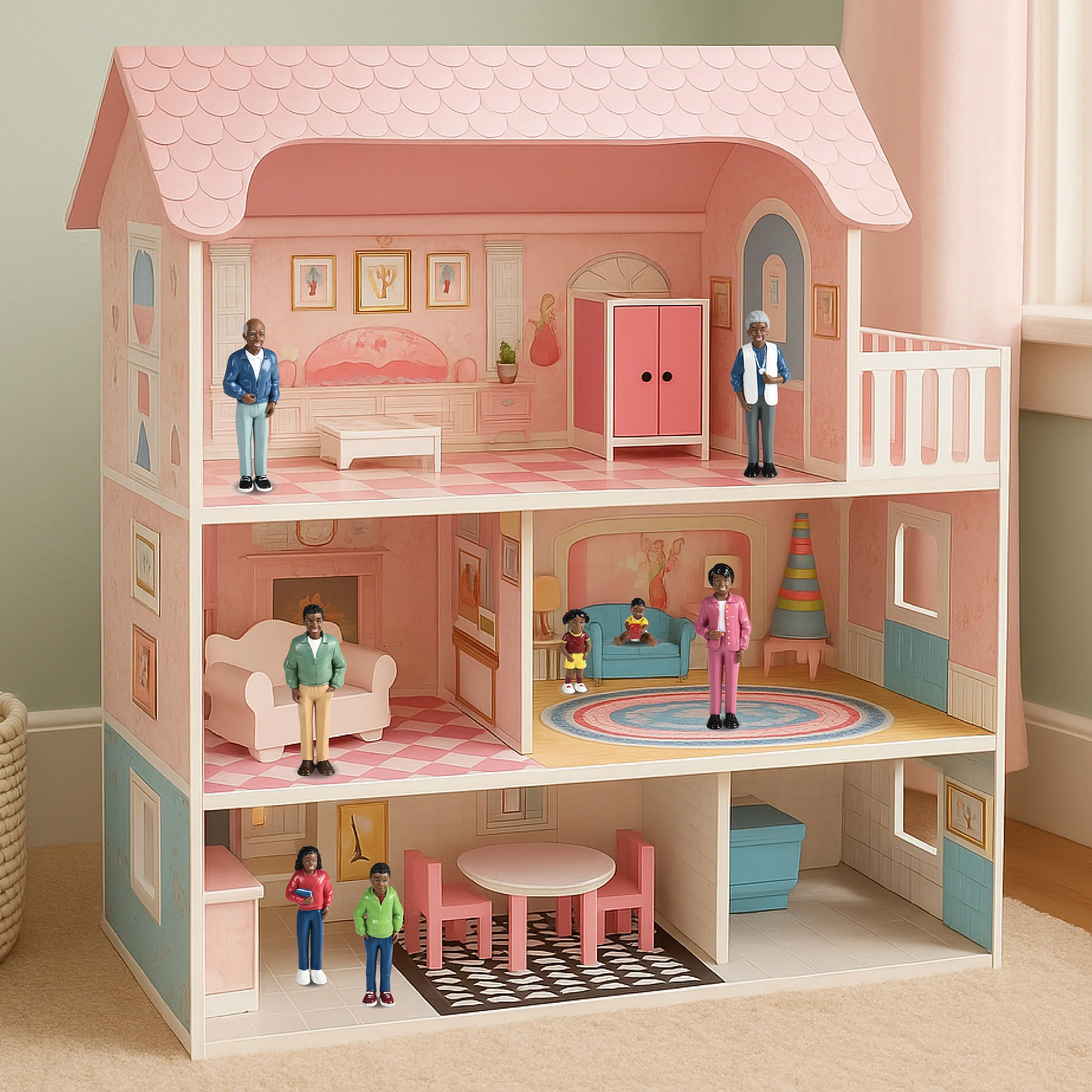African American Pretend Play Vinyl Family Figurines | 8 Piece Set - Image 6