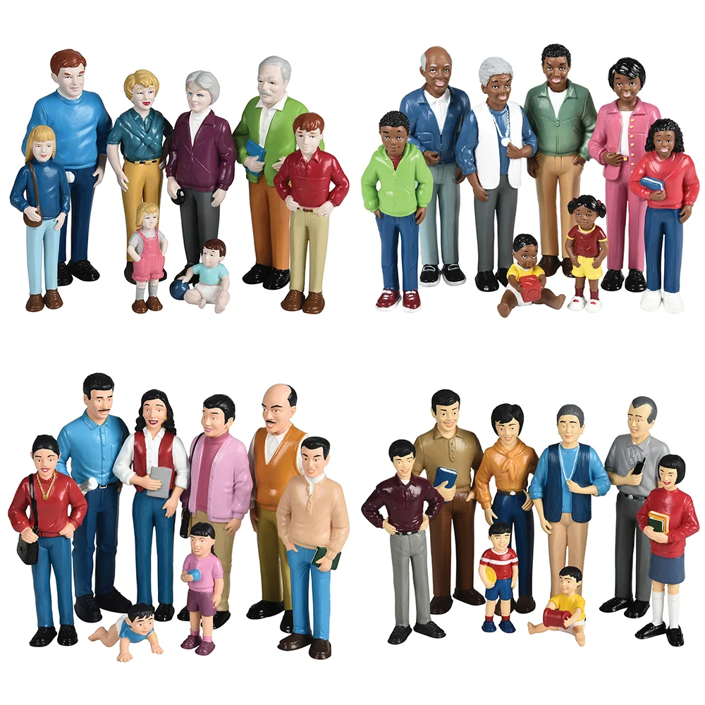 Pretend Play Vinyl Family Figurines | 32 Piece Multicultural Set