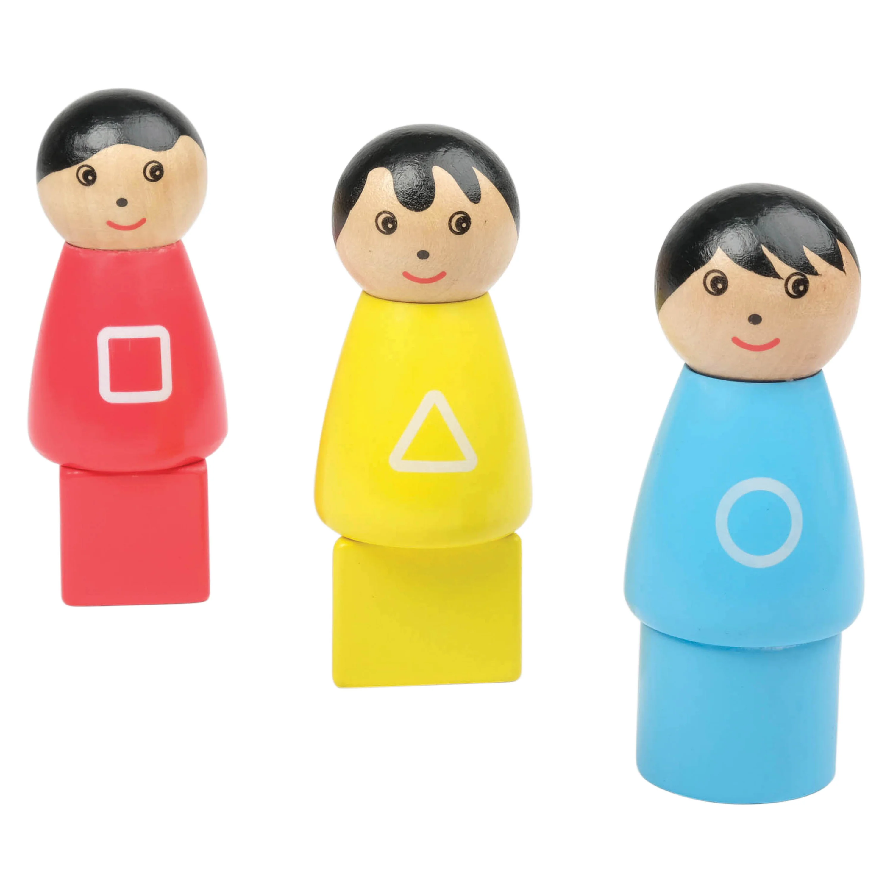 Wooden Pull Along School Bus Toy with Shape Matching Riders - Image 4