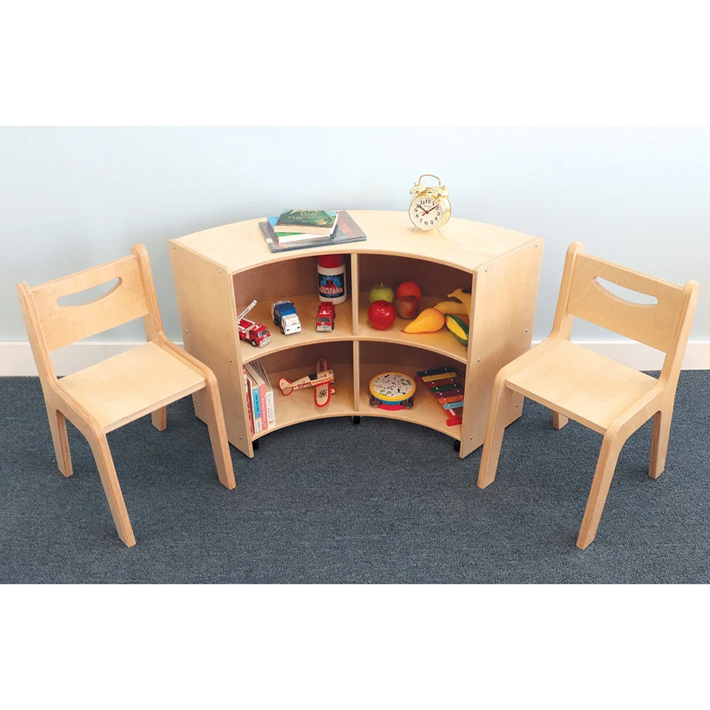 Quarter Circle Birch Storage Unit with Inner Shelves | Early Childhood Learning Spaces - Image 6