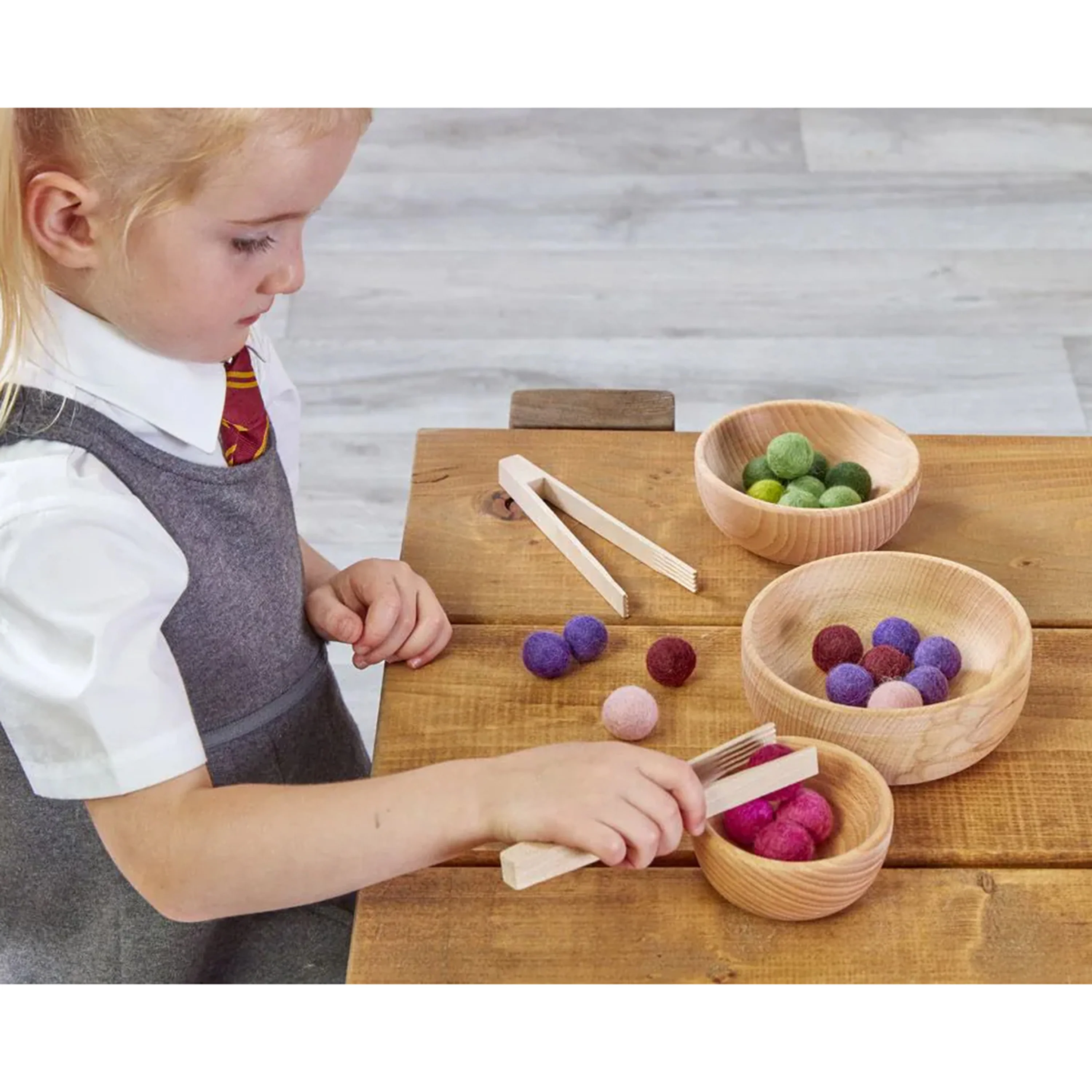 Rainbow Felt Bowls & Balls Set | Montessori Color Sorting, Counting, and Fine Motor Skills Learning Kit - Image 3