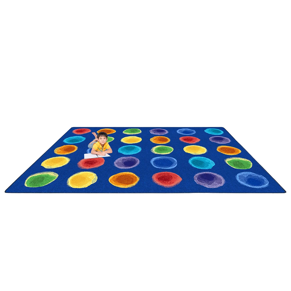 Rainbow Watercolor Spots Classroom Seating Rug - Image 2