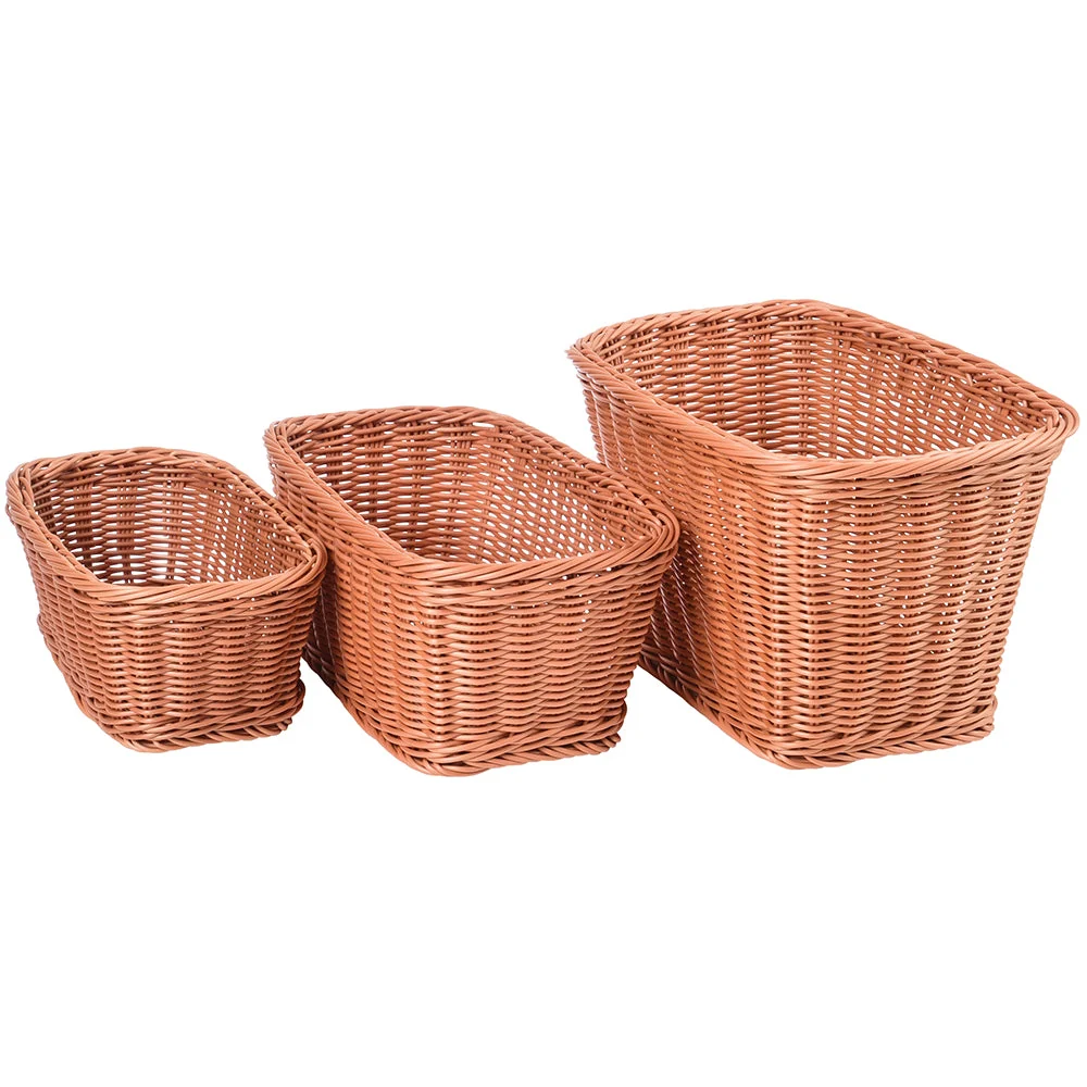Nesting Plastic Wicker Baskets - Set of 3 - Image 3