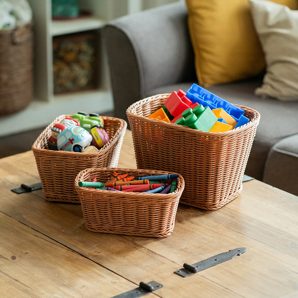 Nesting Plastic Wicker Baskets - Set of 3 - Image 6