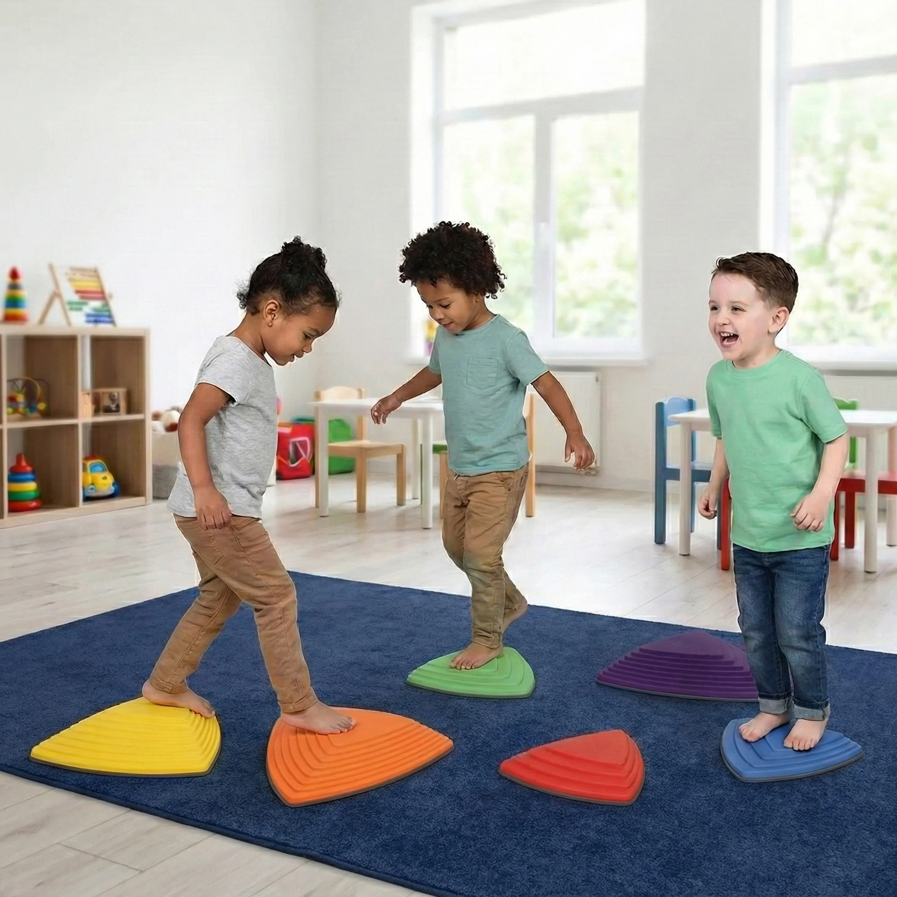 River Stones 6-Piece Set | Triangular Balance Stones for Active Play - Image 2
