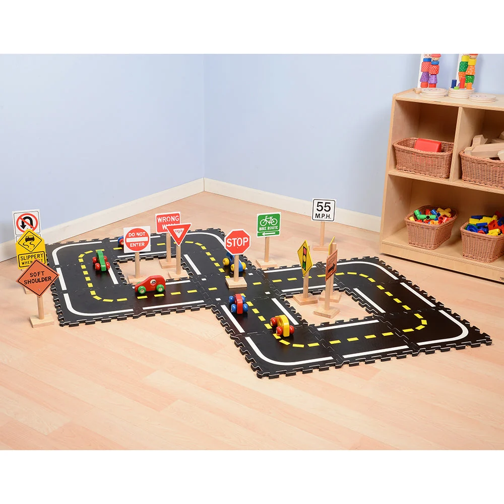 Road Builders Combo Set | 33-Piece Foam Roadway & Wooden Vehicle Playset - Image 3
