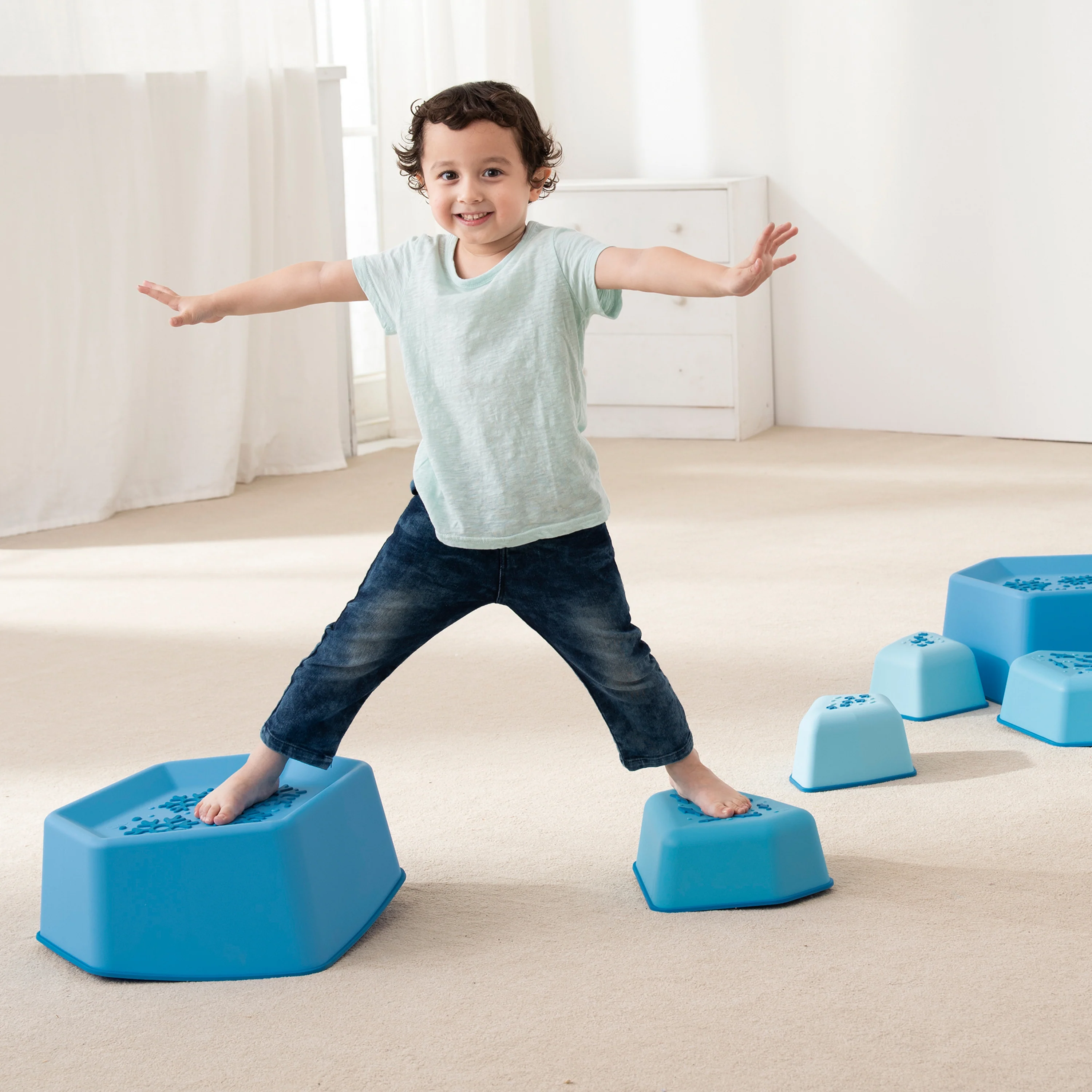 Rocking Balance Ice Stepping Stones | 6-Piece Anti-Slip Active Play Set - Image 3