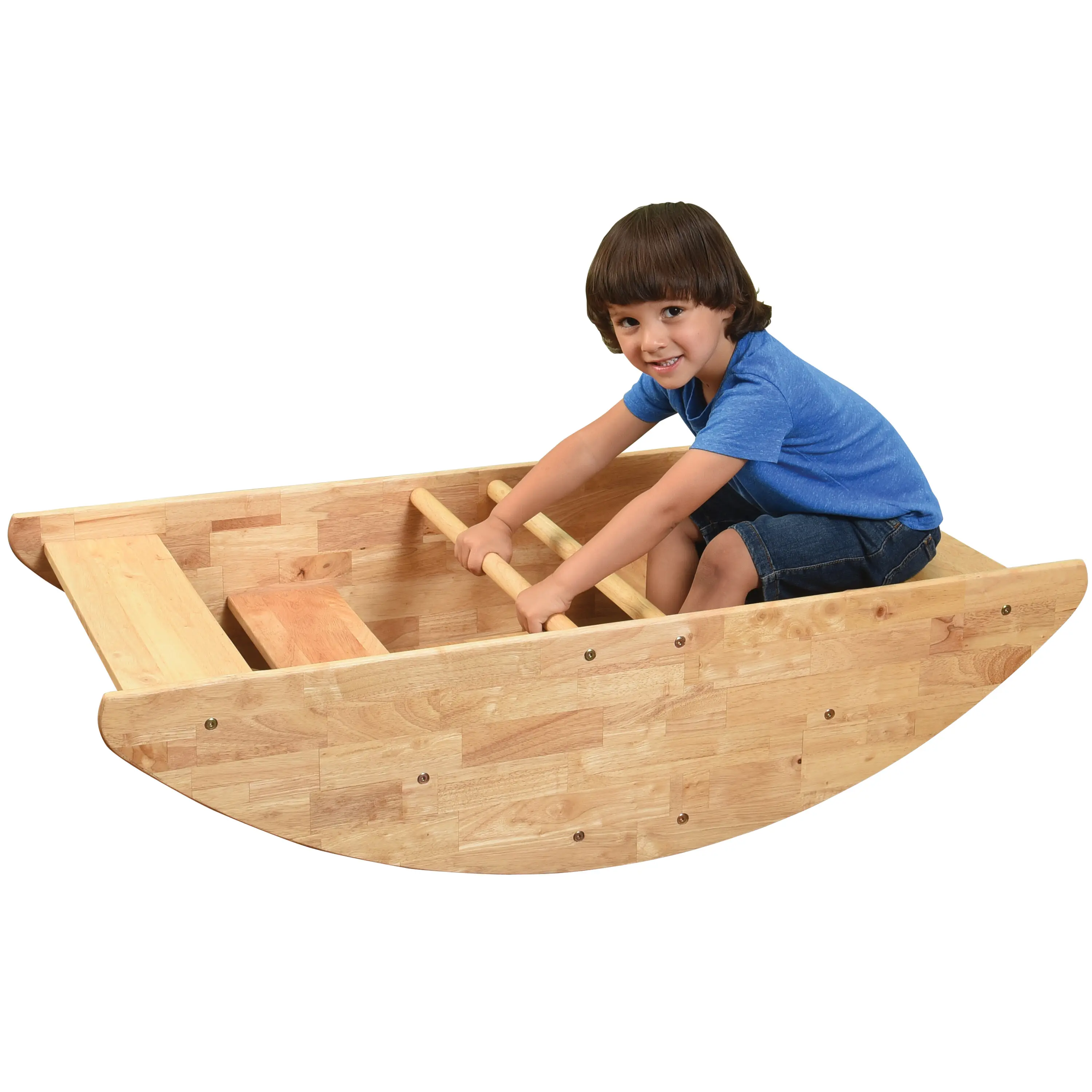 Wooden Rocking Boat & Climbing Steps | Convertible Ride-On Play Structure - Image 2
