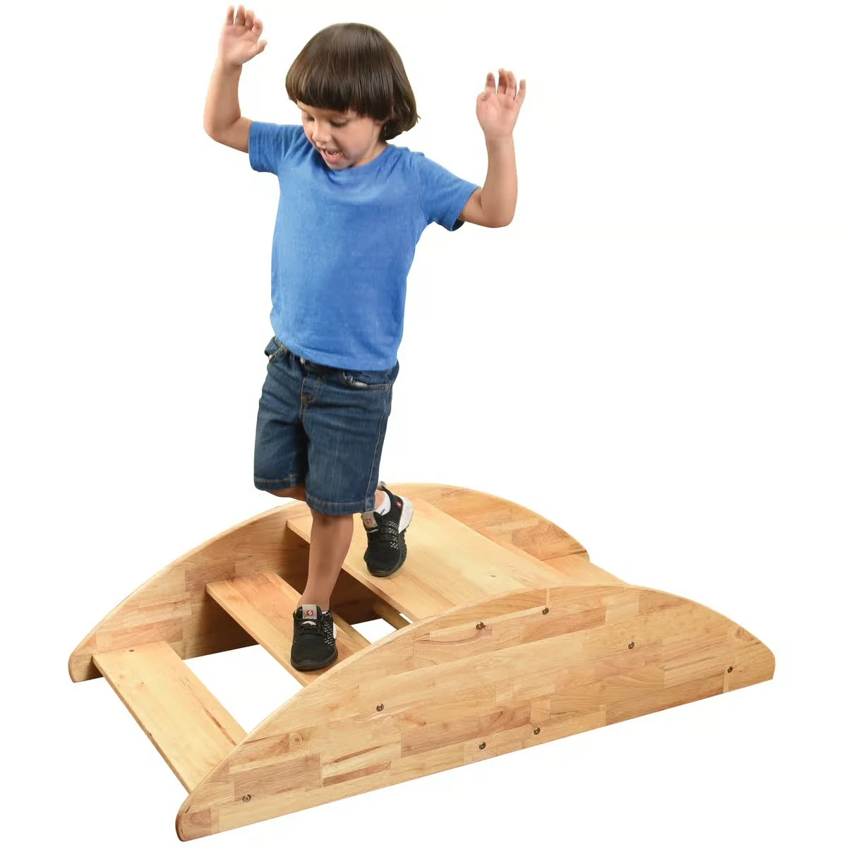 Wooden Rocking Boat & Climbing Steps | Convertible Ride-On Play Structure - Image 4