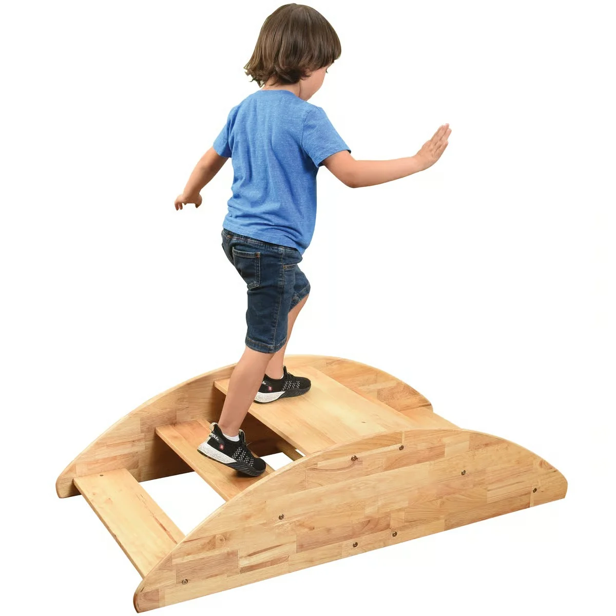 Wooden Rocking Boat & Climbing Steps | Convertible Ride-On Play Structure - Image 5