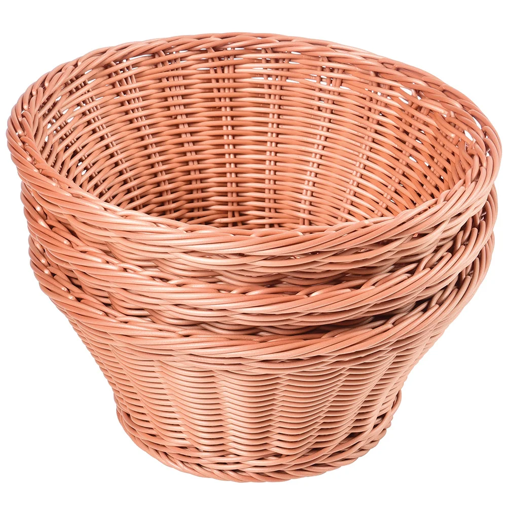 Plastic Wicker Round Baskets - Set of 3 - Image 3