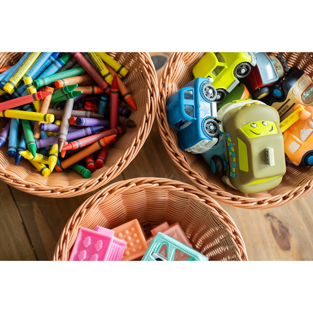 Plastic Wicker Round Baskets - Set of 3 - Image 5