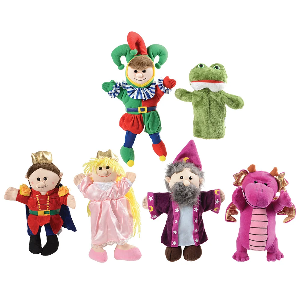 Royal Hand Puppet Play Set | Set of 6 with Prince, Princess, Wizard, Dragon & More