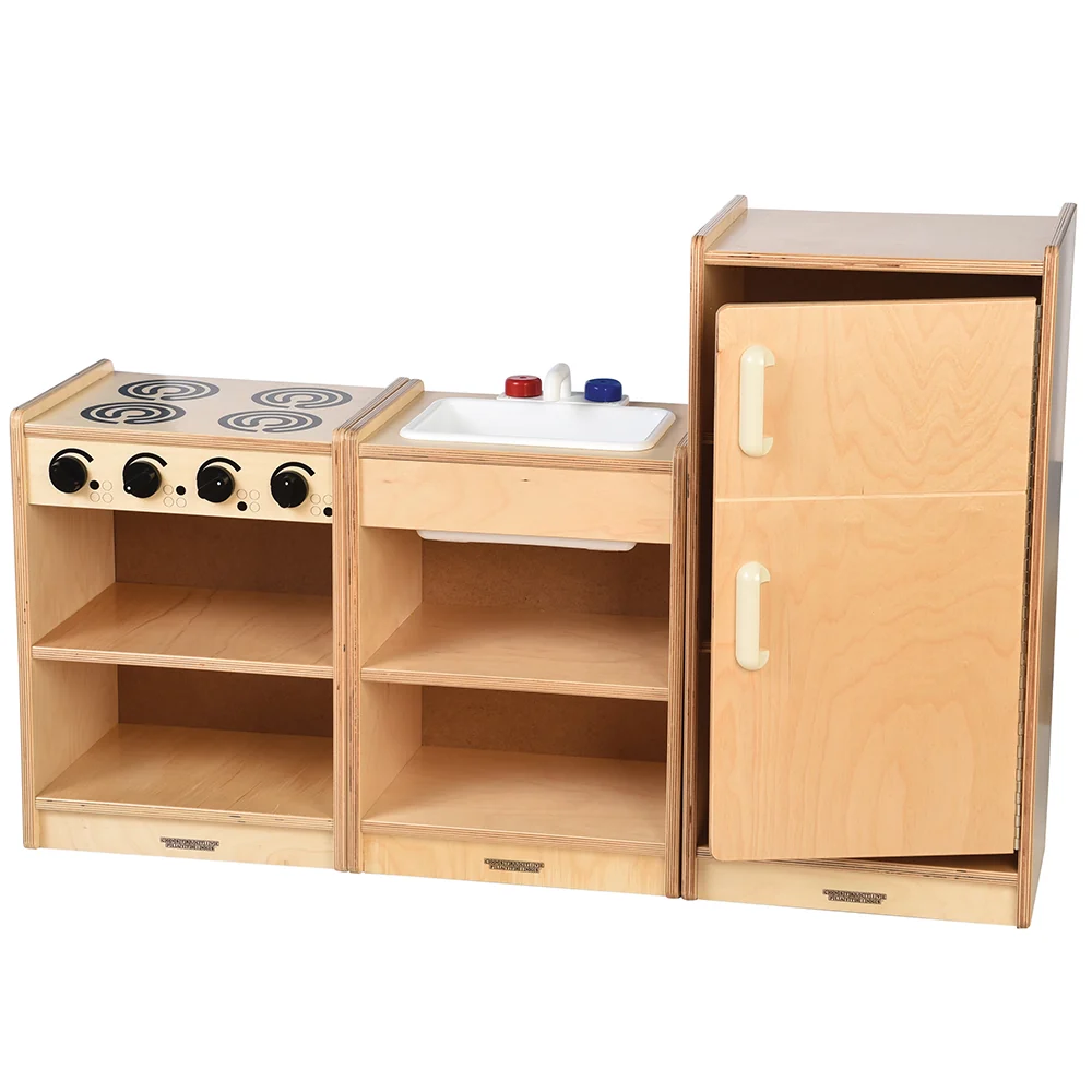 Safe-Play Eco-Friendly Toddler Toy Kitchen | 3 Piece Set - Image 4