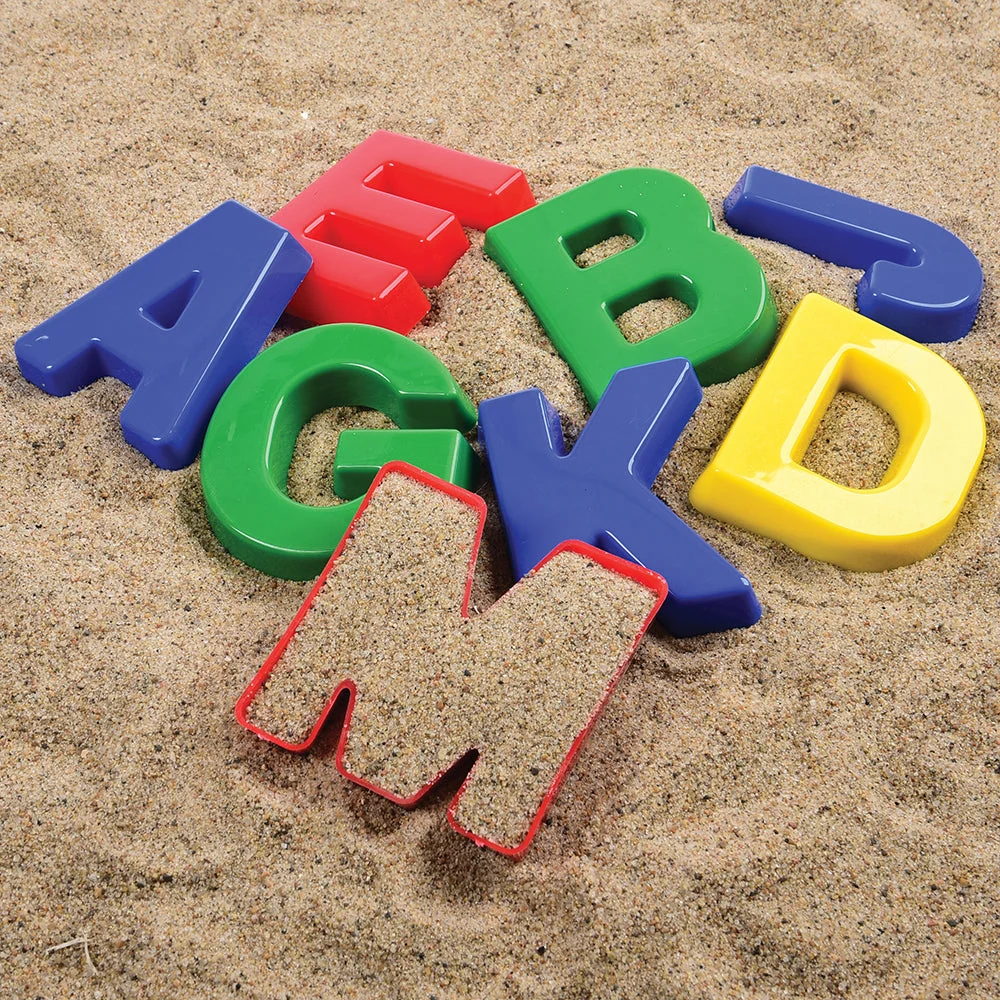 Alphabet Sand Molds – 26 Plastic Uppercase Letter Molds for Sensory Play