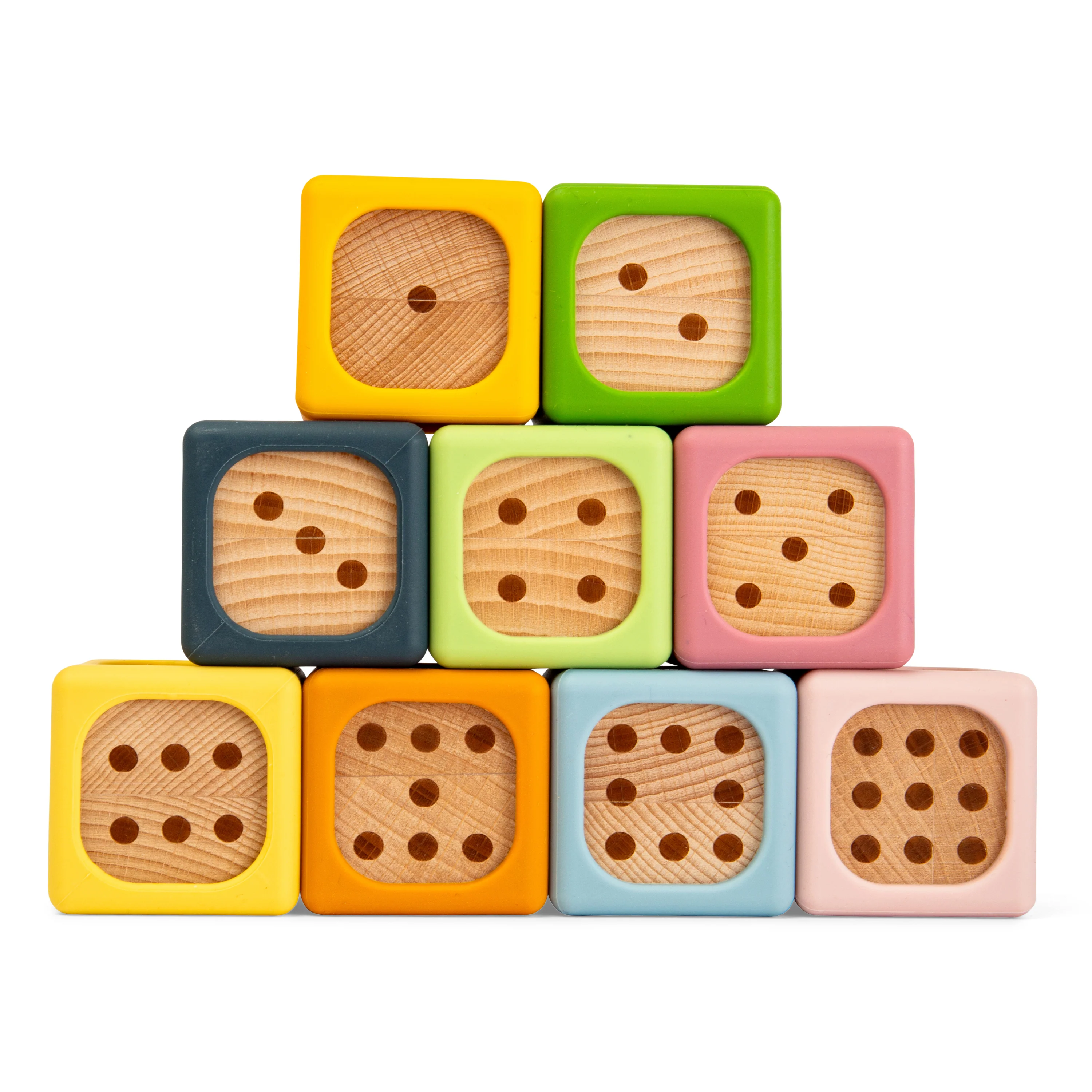 Scandi Silicone Blocks | 9-Piece Soft Sensory Building Block Set with FSC® Certified Wood - Image 8