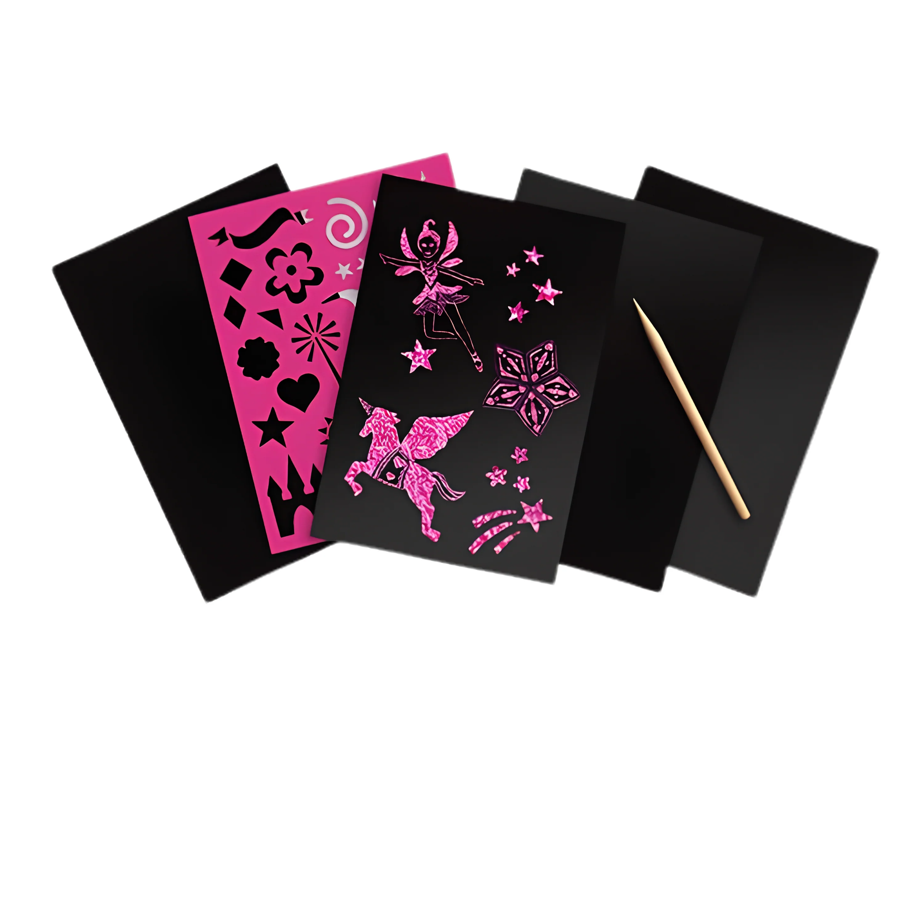 Scratch Art Princess Pink Glitter - 4 Boards, Wooden Stylus, Stencil - Image 2