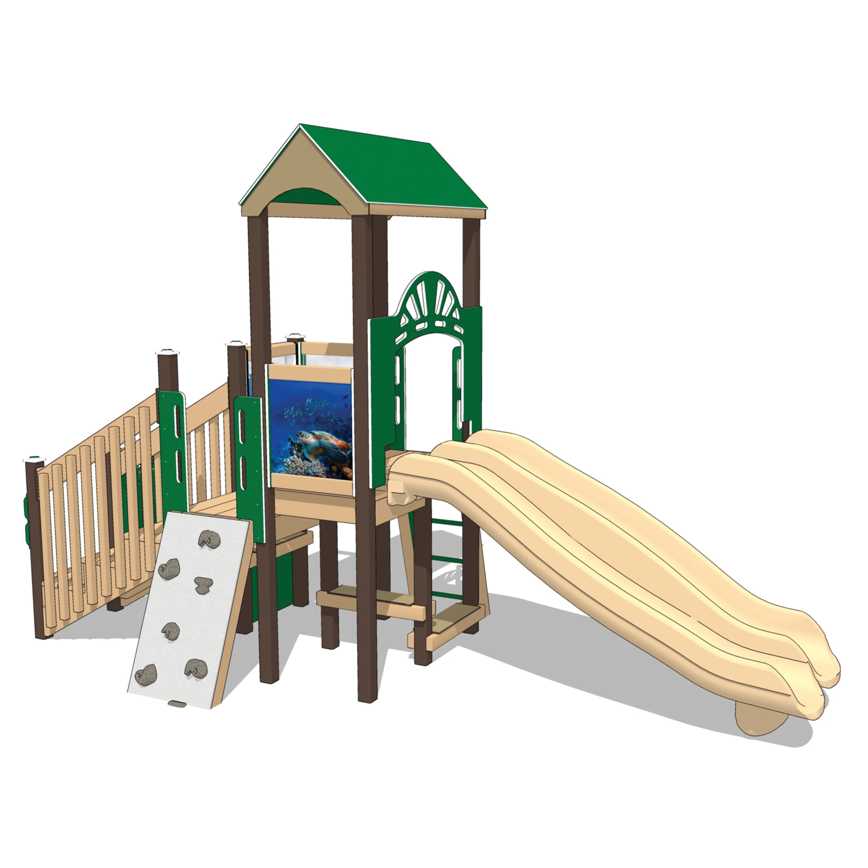 Sea Turtle | Double Slide Preschool Playground Structure for Ages 2–5