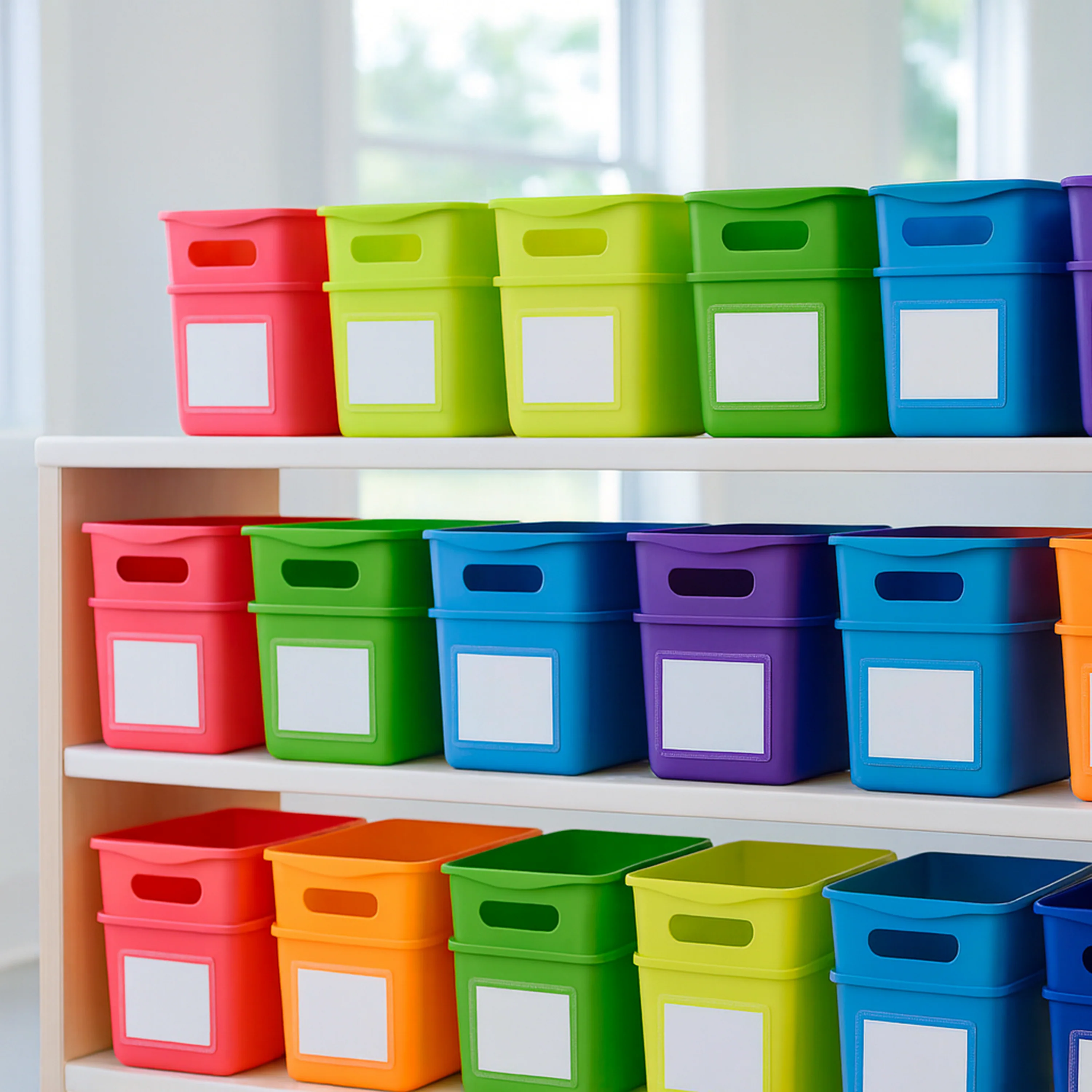 Self-Adhesive Labeling Pockets | 25 Clear Pockets with Inserts for Classroom & Storage Organization - Image 2