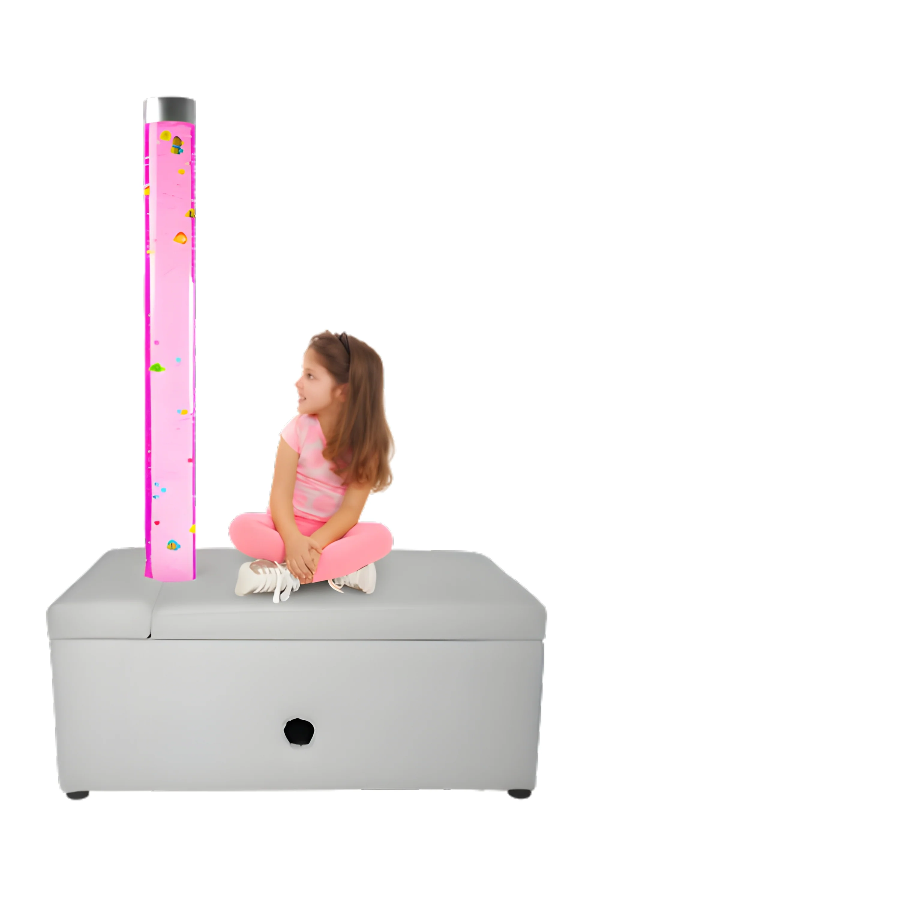 Bubble Tube & Fiber Optic Platform Sensory Bundle | LED Color-Changing Tube with Padded Base - Image 2