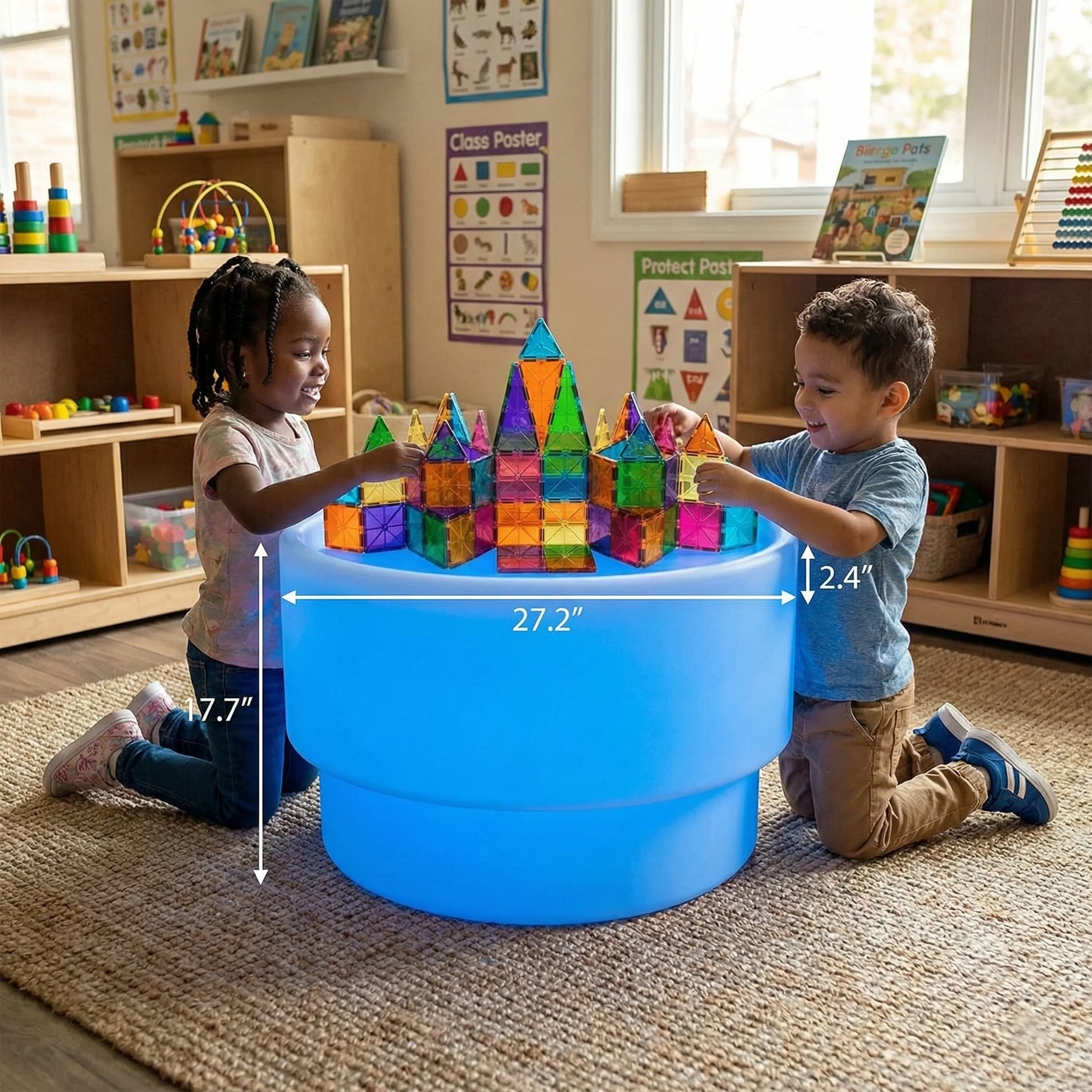 Color-Changing Discovery Table | LED Light-Up Preschool Sensory Activity Table - Image 2
