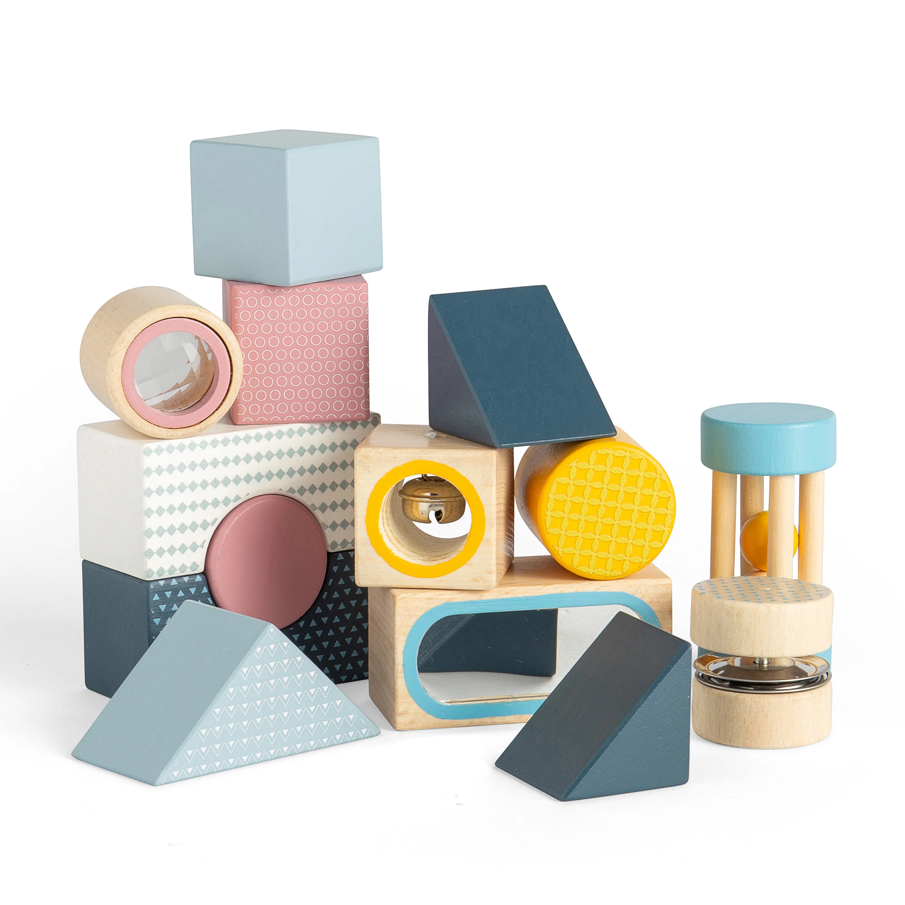 Sensory Stack and Discover Set | 3 Piece Toddler Learning Toy with Shape Sorter Blocks, Soft Stacking Mountains & Sensory Cubes - Image 4