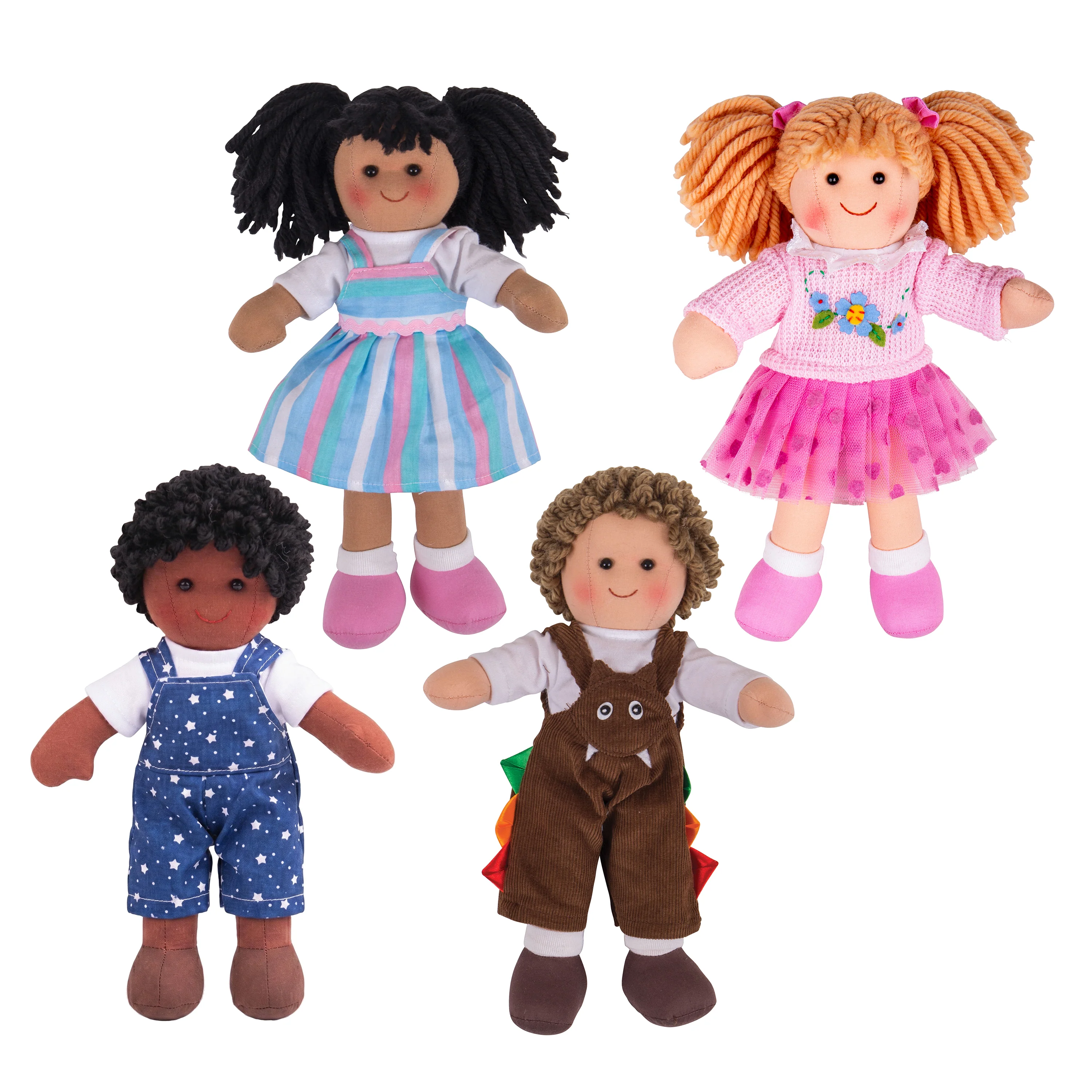 11" Multicultural Dolls - Set of 4 - Birth and Up