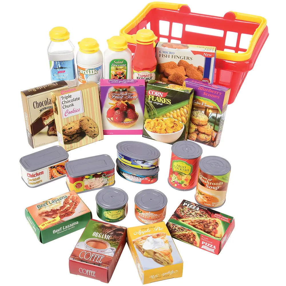 Shopping Basket with Play Food | 23-Piece Pretend Grocery Set - Image 7