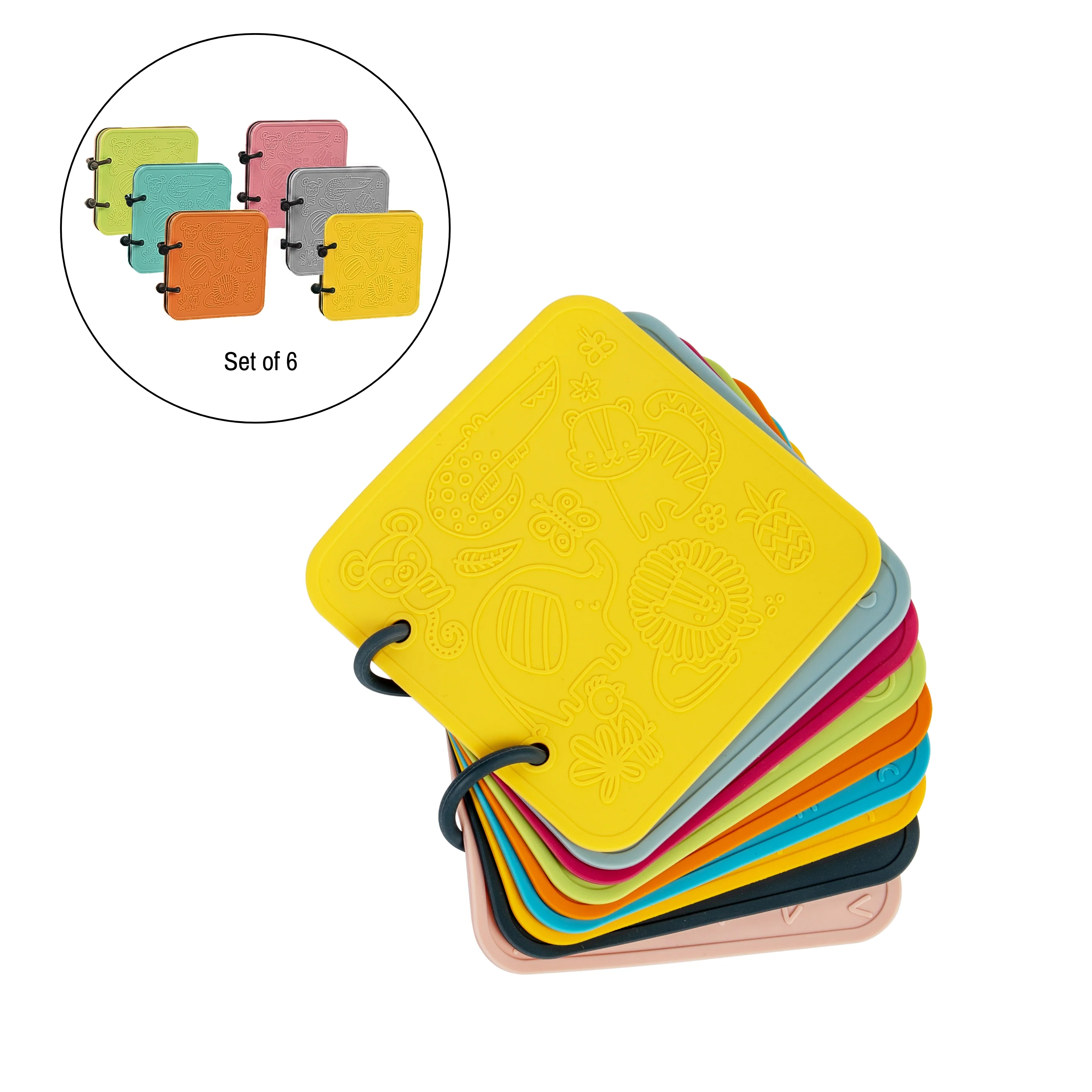 Silicone Washable Baby Books | Set of 6 Soft Sensory Teething Books with Textures, Animals, Colors & Shapes - Image 3