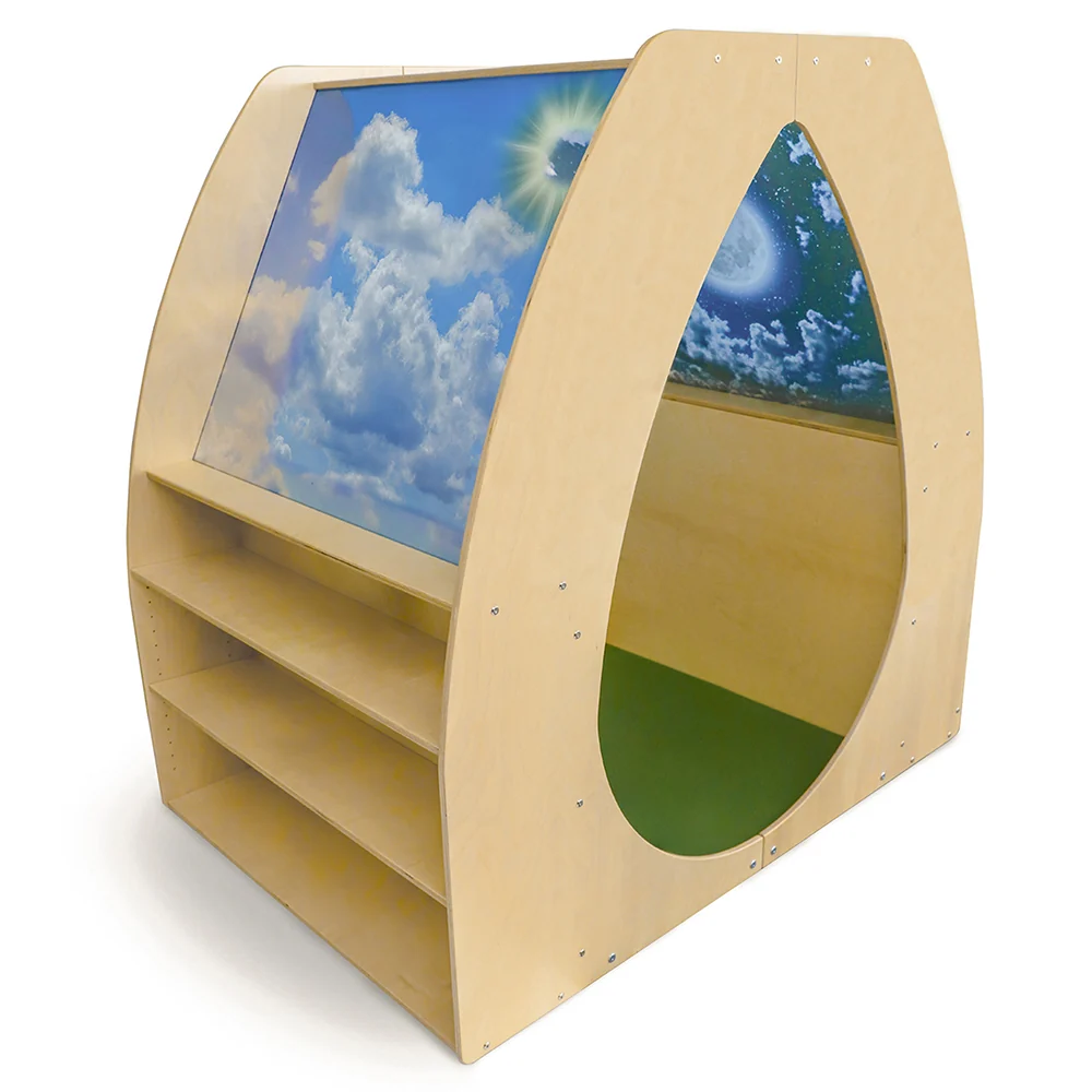 Sky View Sanctuary Reading Nook | Biophilic Quiet Space with Shelving for Early Learning Classrooms - Image 2