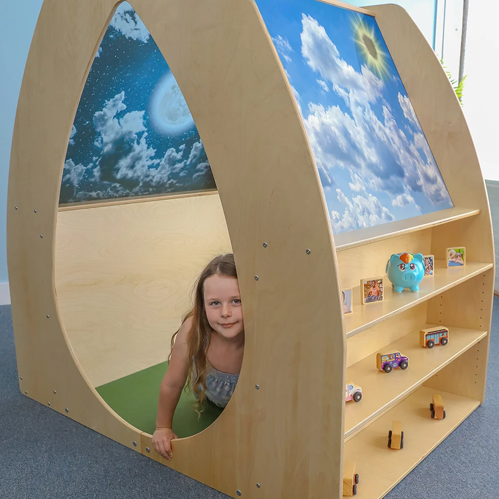 Sky View Sanctuary Reading Nook | Biophilic Quiet Space with Shelving for Early Learning Classrooms - Image 6