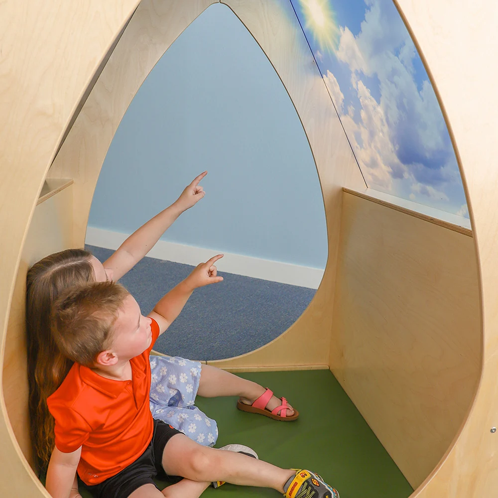 Sky View Sanctuary Reading Nook | Biophilic Quiet Space with Shelving for Early Learning Classrooms - Image 7