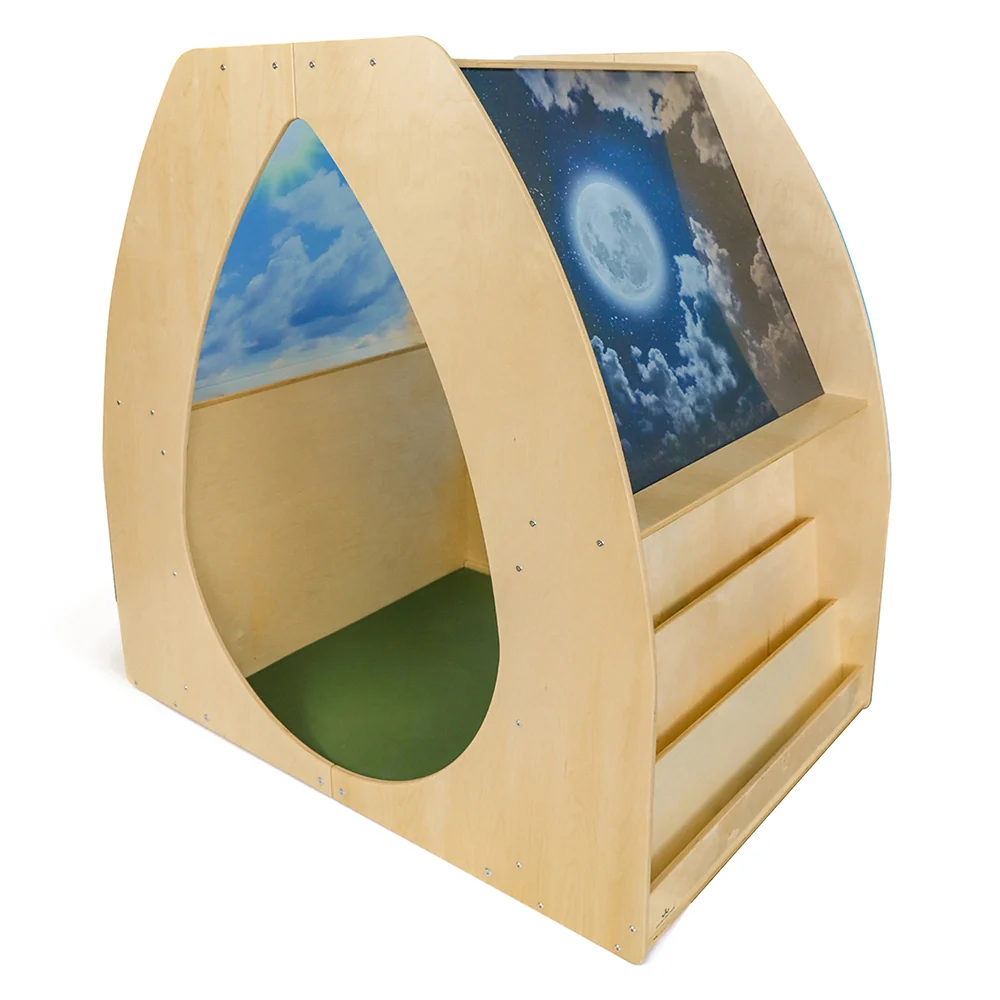 Sky View Sanctuary Reading Nook | Biophilic Quiet Space with Shelving for Early Learning Classrooms - Image 9